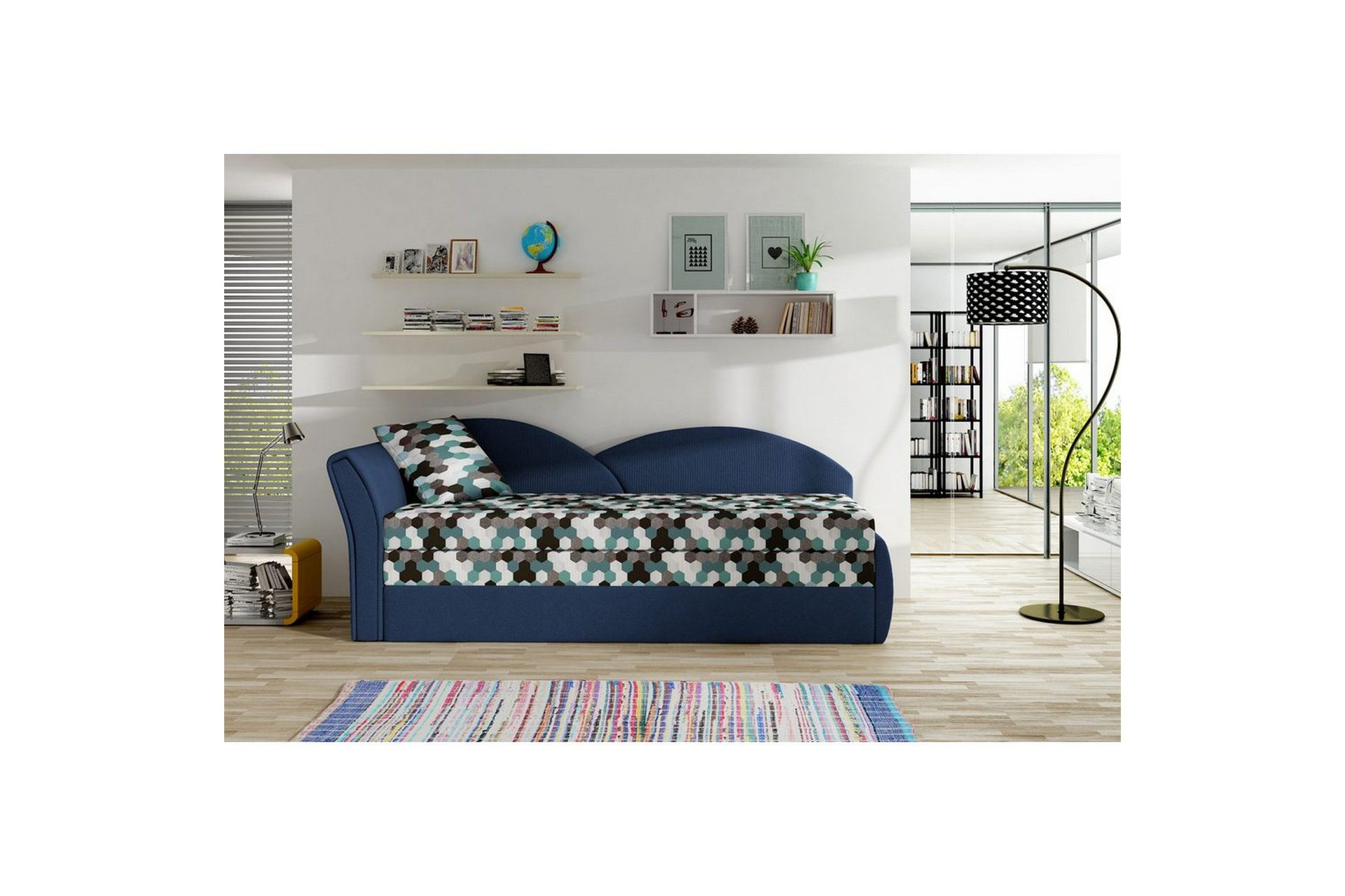 Sofa Eltap Aga 218x80x77 cm - Ac 01, Alova 79, Mønster, Blå, Venstre