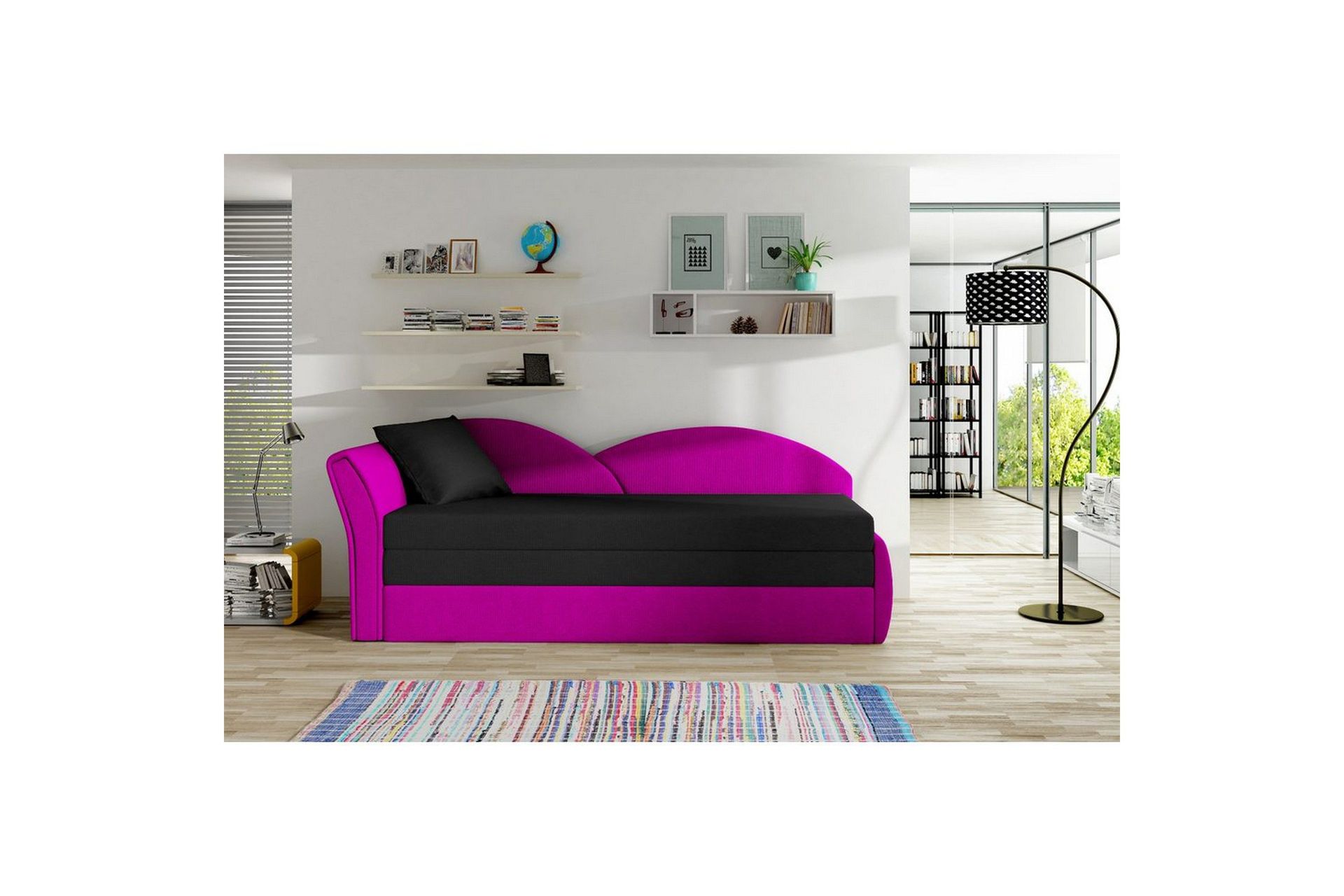 Sofa Eltap Aga 218x80x77 cm - Alova 04, Alova 76, Svart, Rosa, Venstre