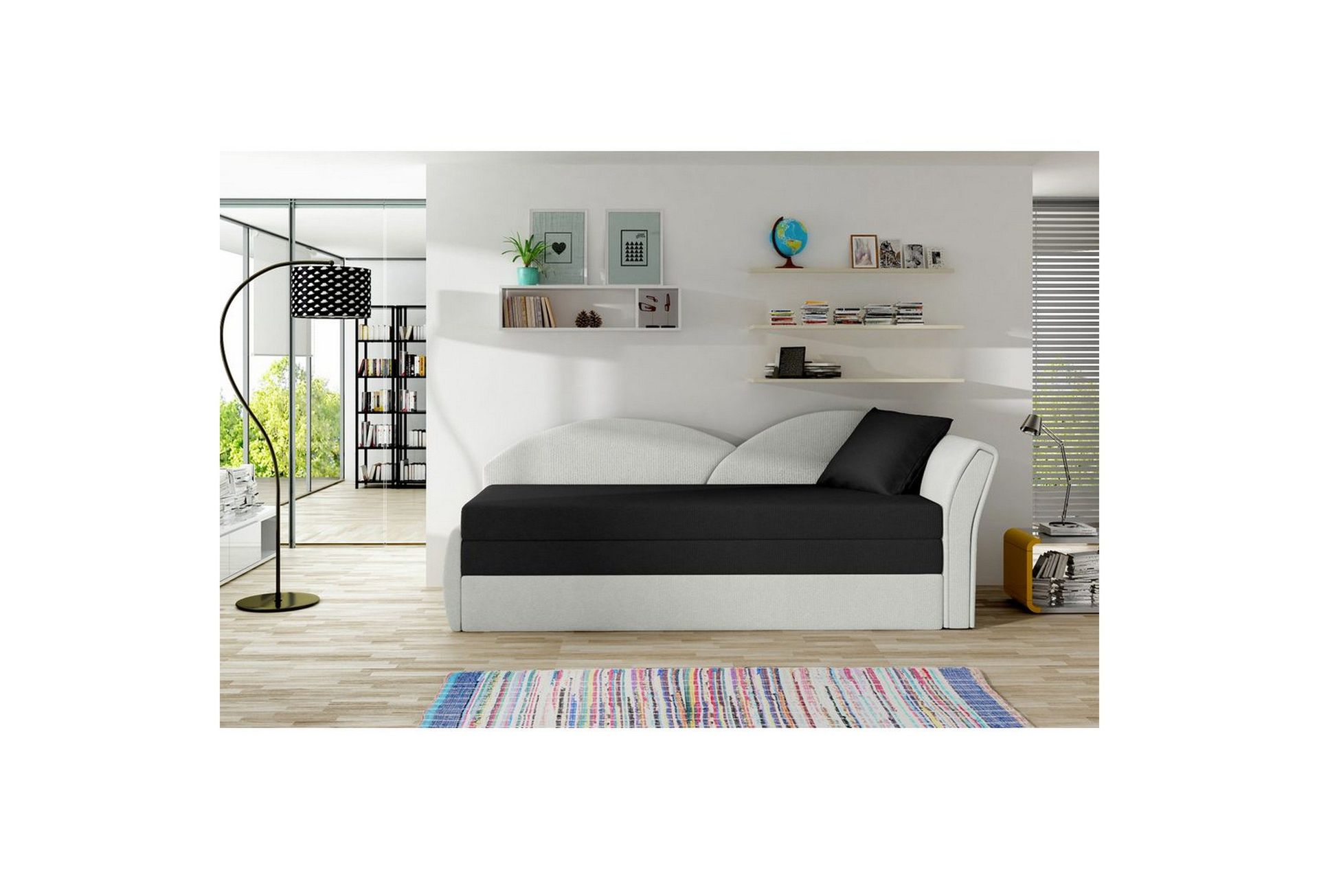 Sofa Eltap Aga 218x80x77 cm - Alova 04, Alova Pdp, Svart, Hvit, Høyre