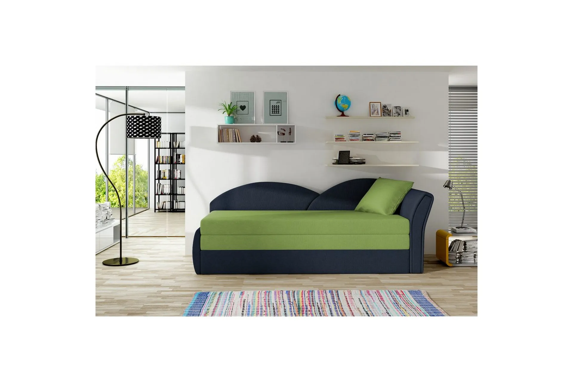 Sofa Eltap Aga 218x80x77 cm - Alova 42, Alova 79 Grønn, Blå, Høyre