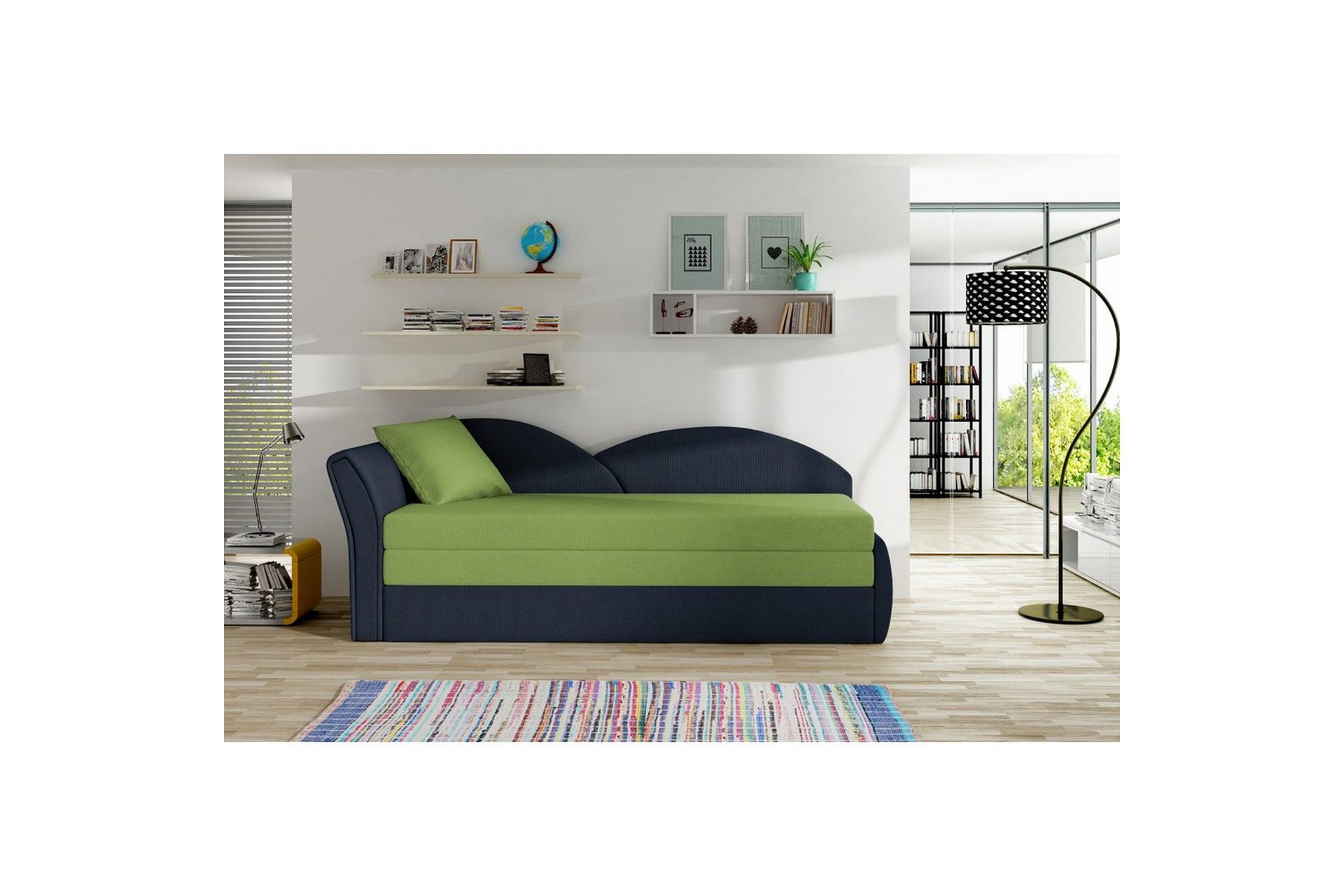 Sofa Eltap Aga 218x80x77 cm - Alova 42, Alova 79 Grønn, Blå, Venstre