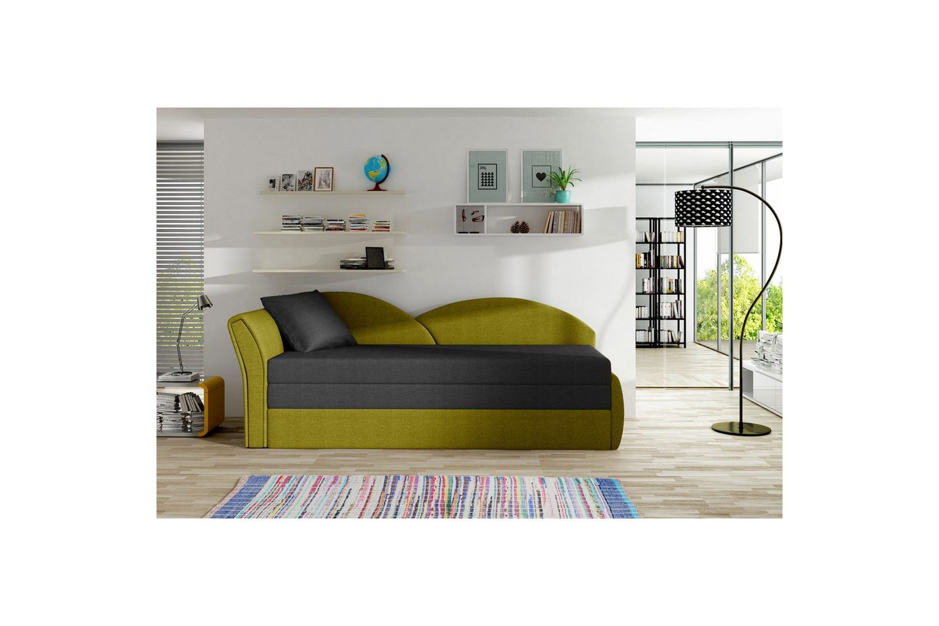 Sofa Eltap Aga 218x80x77 cm - Malmo 96, Malmo 41, Svart, Gul, Venstre