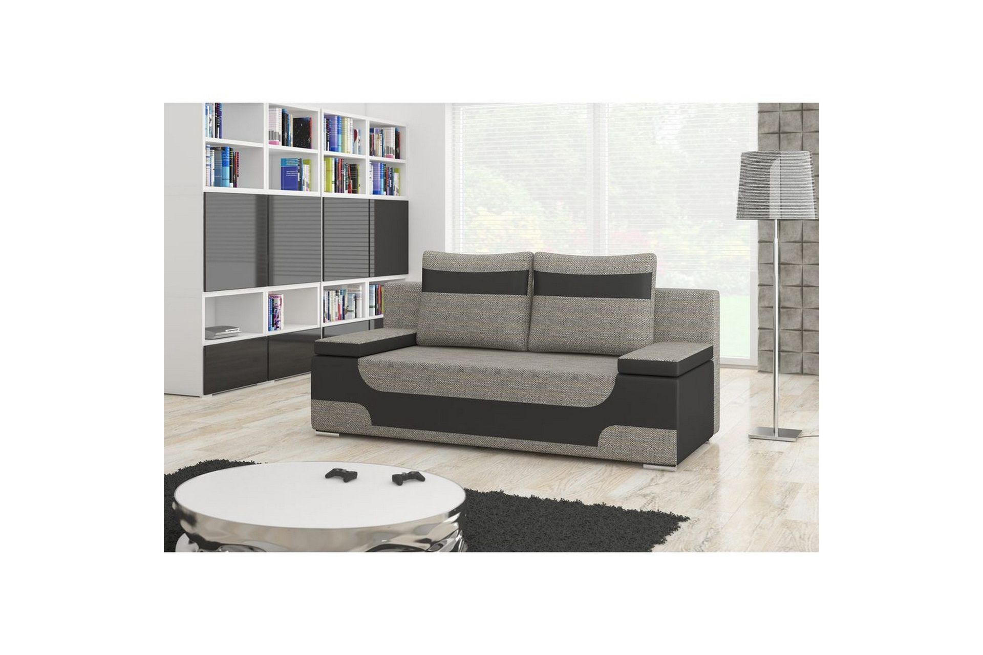 Sofa Eltap Area 200x90x92 cm - Berlin 01, Myk 11, Grå, Svart