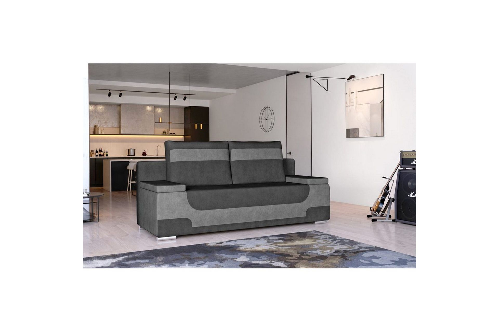 Sofa Eltap Area 200x90x92 cm - Dora 96, Dora 90, Svart, Grå