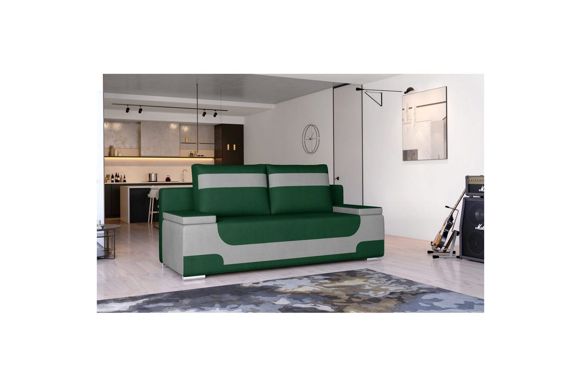 Sofa Eltap Area 200x90x92 cm - Monolith 37, Monolith 84, Grønn, Lys Grå