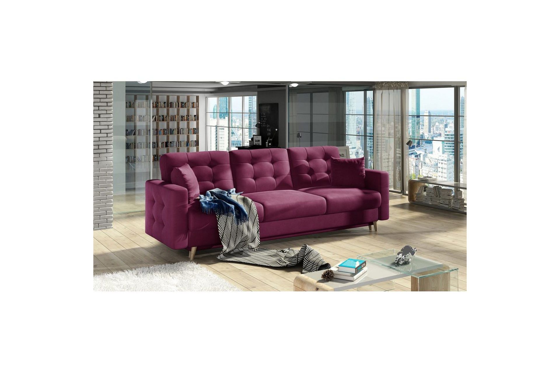 Sofa Eltap Asgard 233x93x92 cm - Mat Velvet 68, Rød
