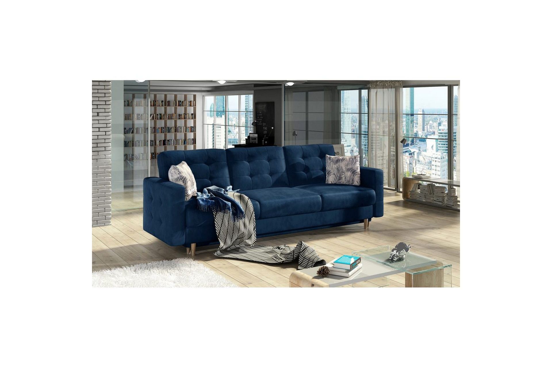 Sofa Eltap Asgard 233x93x92 cm - Monolith 77, Botanisk 80, Blå, Mønster