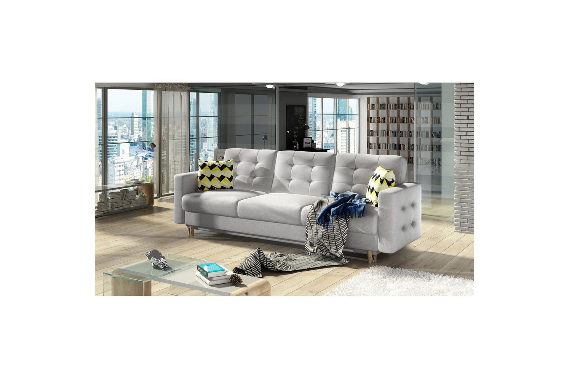 Sofa Eltap Asgard 233x93x92 cm - Sawana 21, Zigzag 53, Grå, Mønster