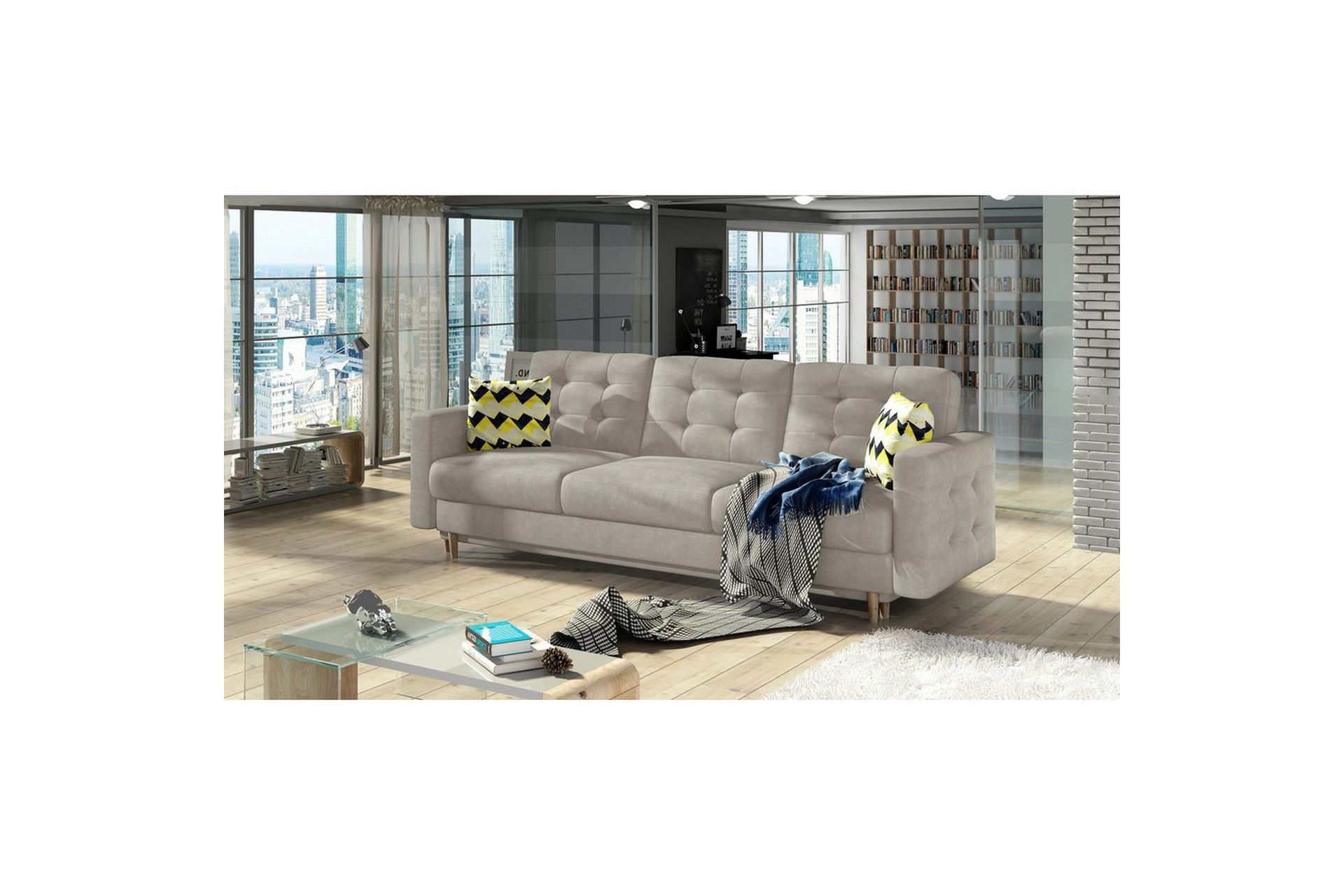 Sofa Eltap Asgard 233x93x92 cm - Paros 02, Zigzag 53, Beige, Mønster