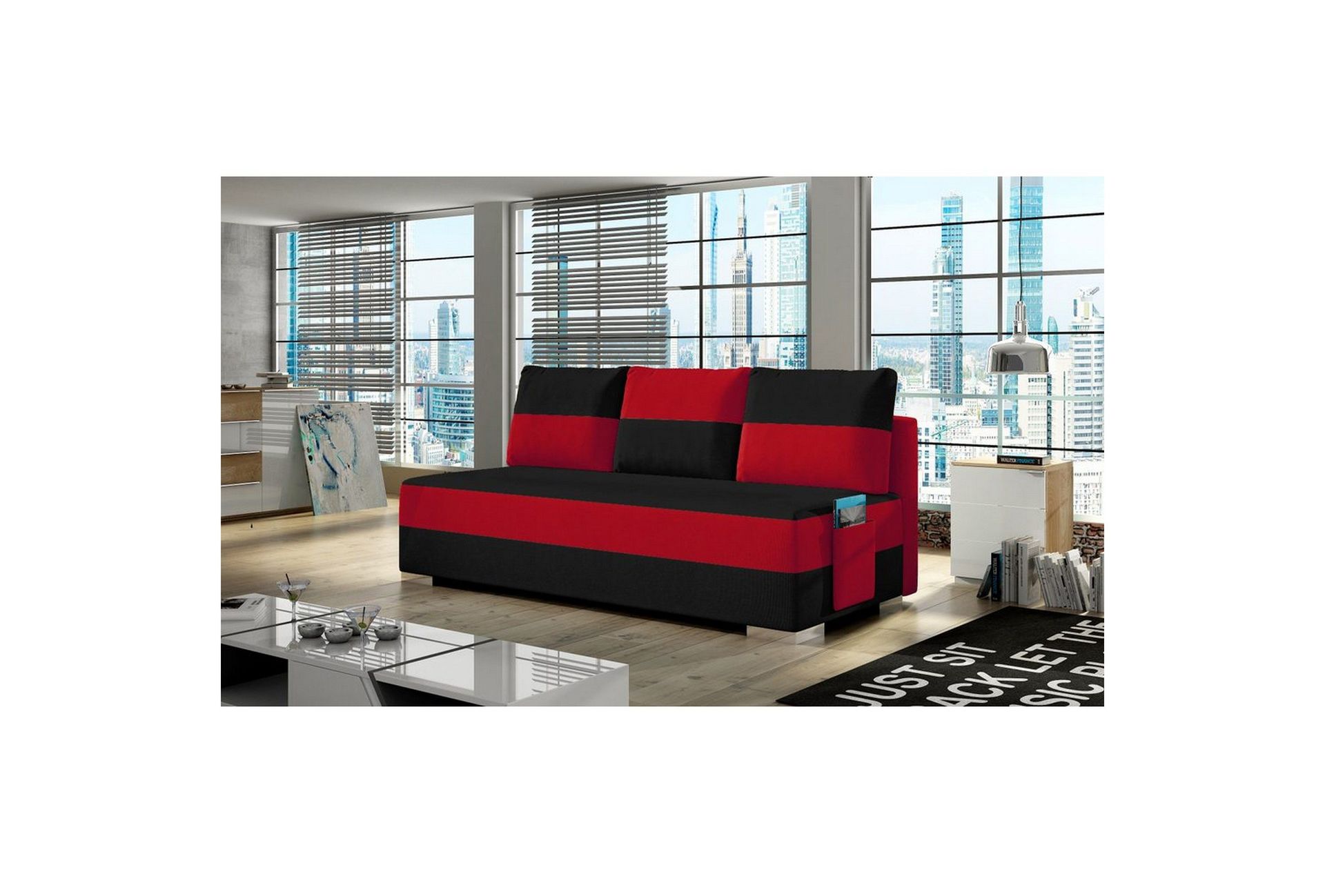 Sofa Eltap Atila 200x83x92 cm - Alova 04, Alova 46, Svart, Rød