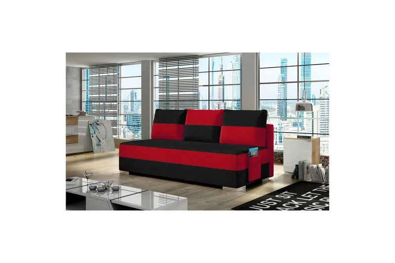 Sofa Eltap Atila 200x83x92 cm, Alova 04, Alova 46, Svart, Rød