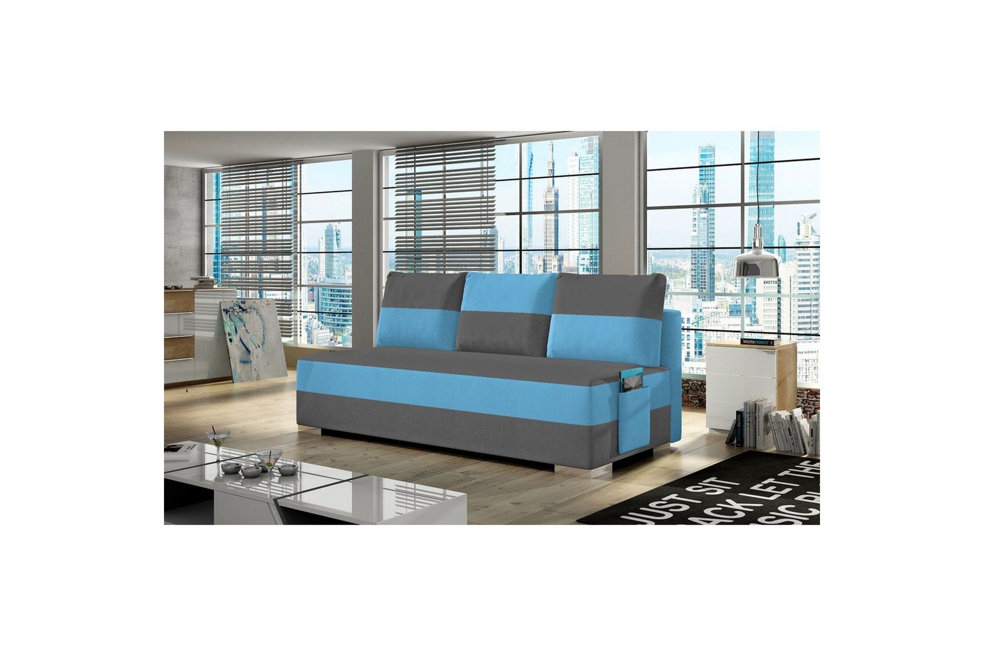 Sofa Eltap Atila 200x83x92 cm - Alova 36, Alova 29 Grå, Blå