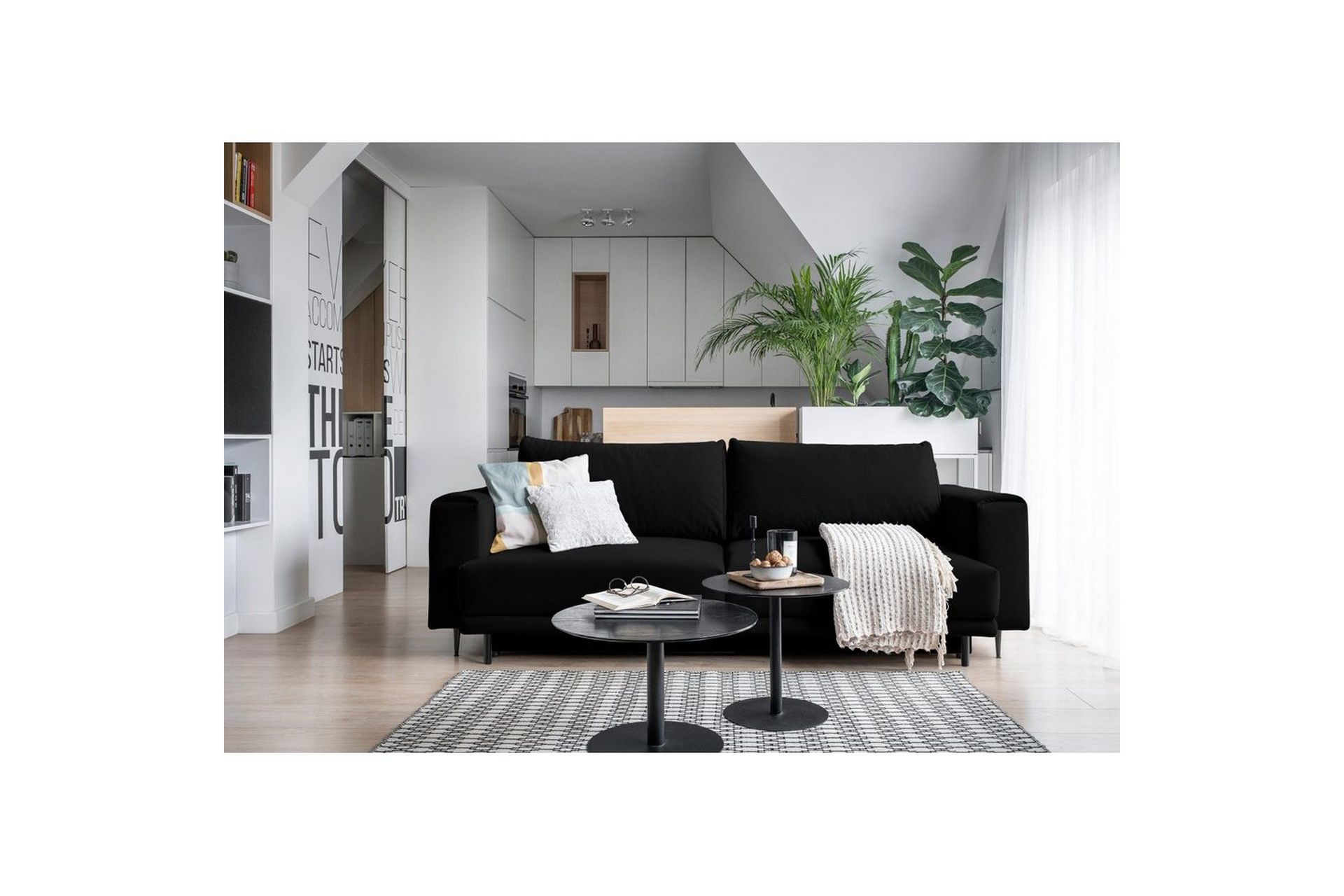Sofa Eltap Dalia 248x84x95 cm - Velvetmat 10, svart