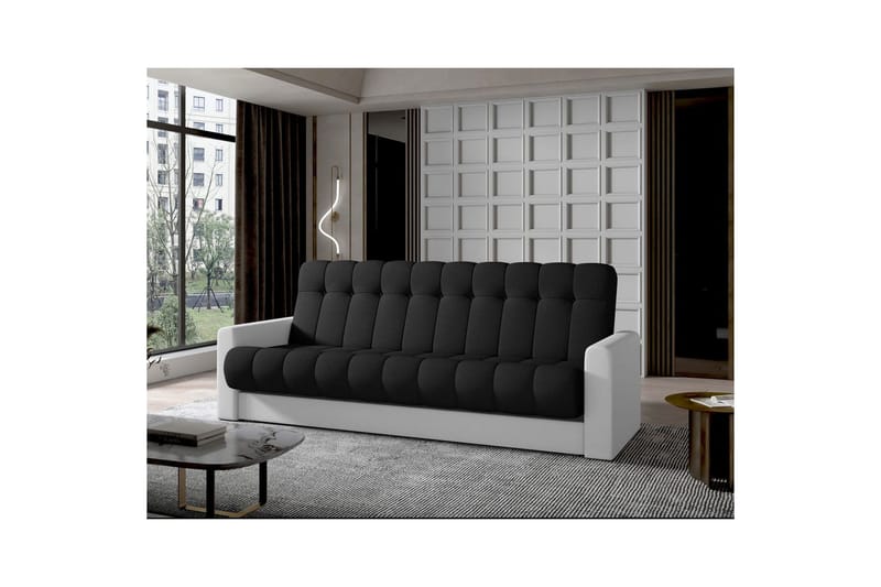 Sofa Eltap Garett 212x85x90 cm - Sawana 14, Soft 17, Svart, Hvit - Møbler - Sofaer - Sovesofaer