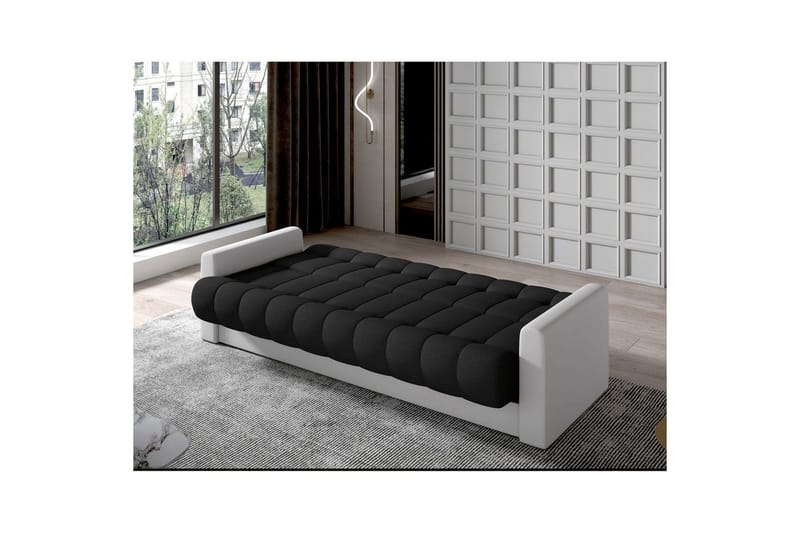 Sofa Eltap Garett 212x85x90 cm - Sawana 14, Soft 17, Svart, Hvit - Møbler - Sofaer - Sovesofaer