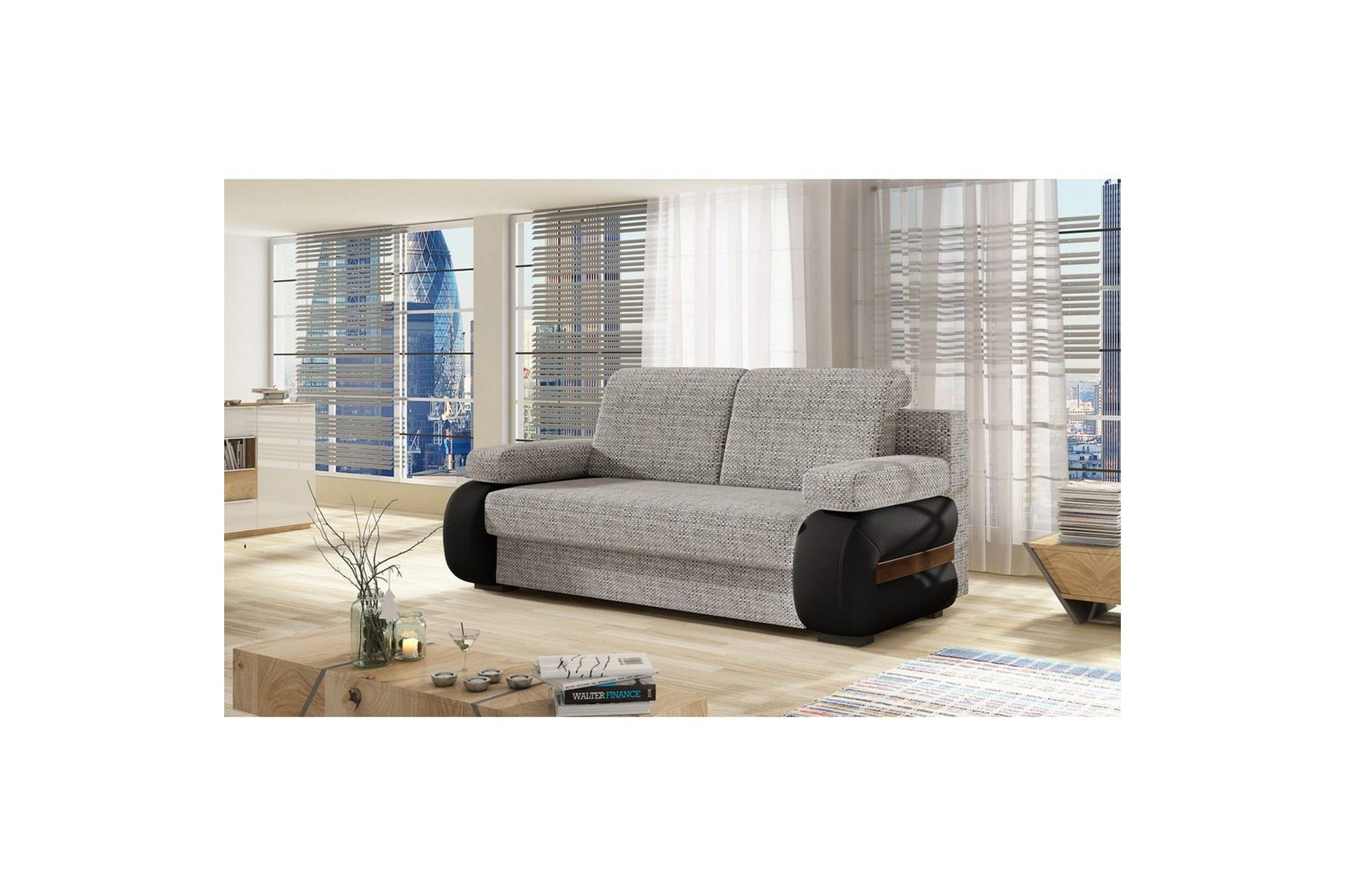 Sofa Eltap Laura 202x79x84 cm - Berlin 01, Soft 11, Grå, Svart