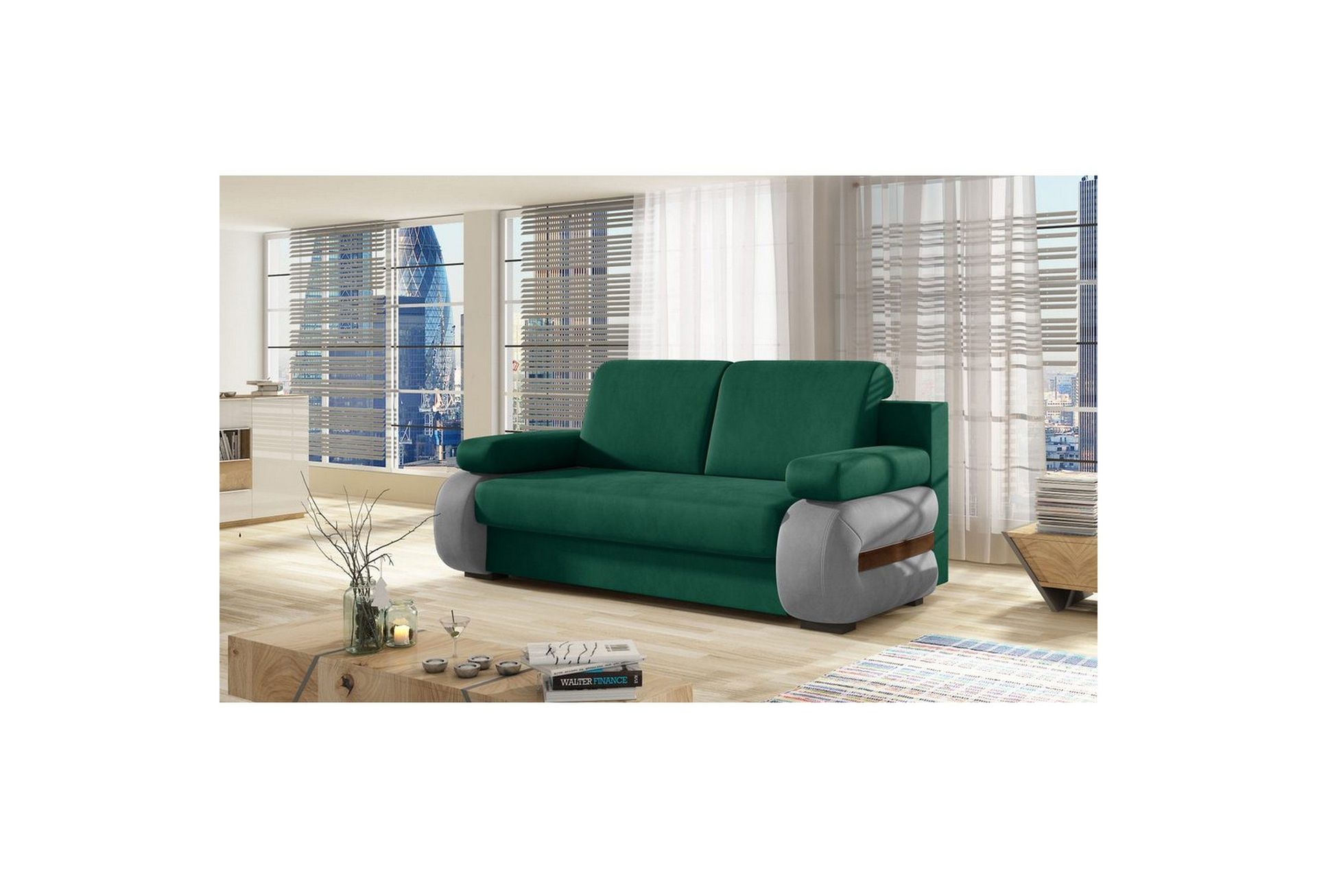 Sofa Eltap Laura 202x79x84 cm - Monolith 37, Monolith 84, Grønn, Lys grå