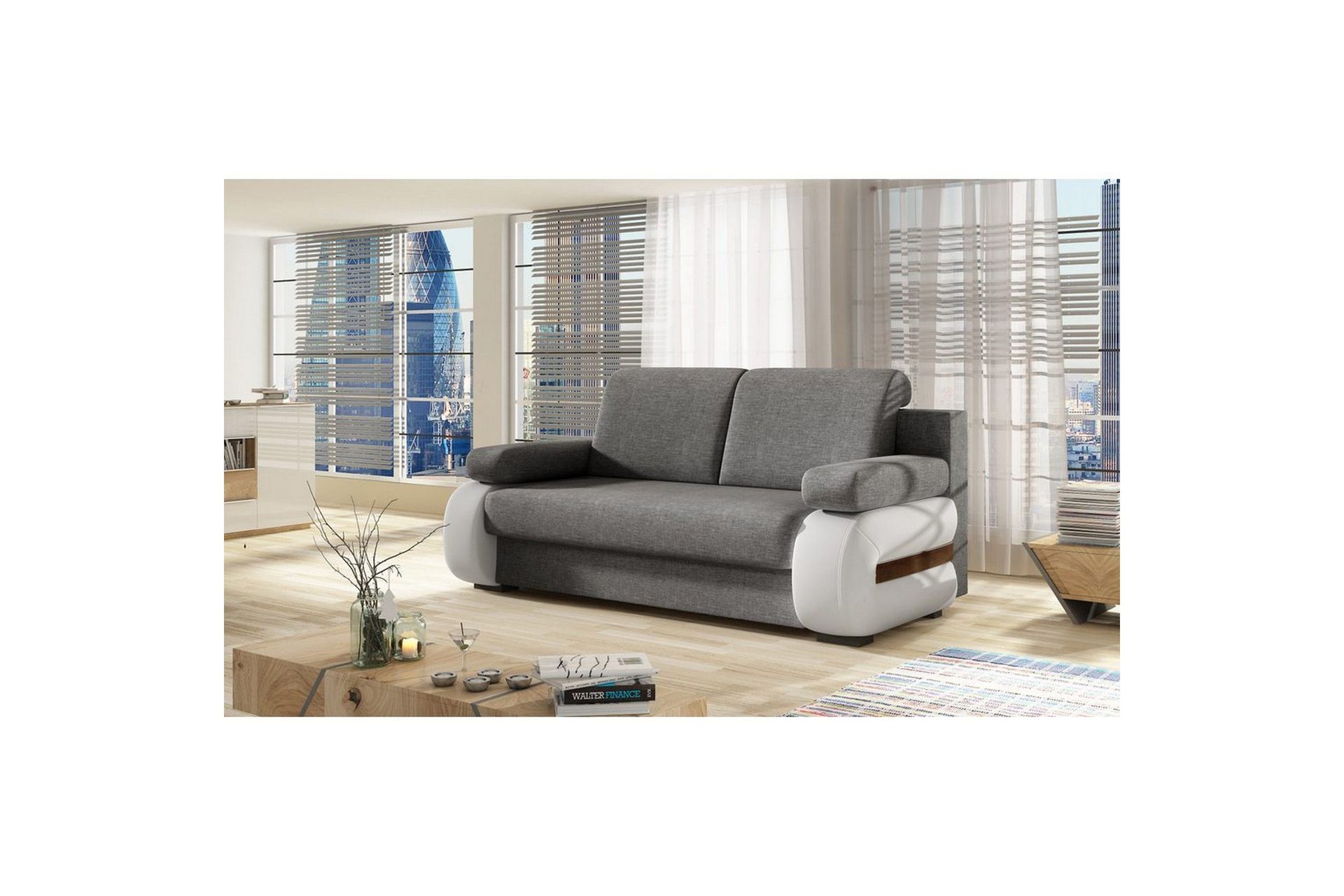 Sofa Eltap Laura 202x79x84 cm - Sawana 05, Soft 17, Grå, Hvit