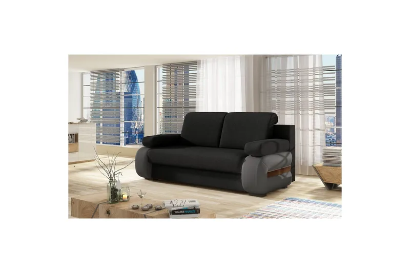 Sofa Eltap Laura 202x79x84 cm - Sawana 14, Soft 29, Svart, Grå - Møbler - Sofaer - Sovesofaer
