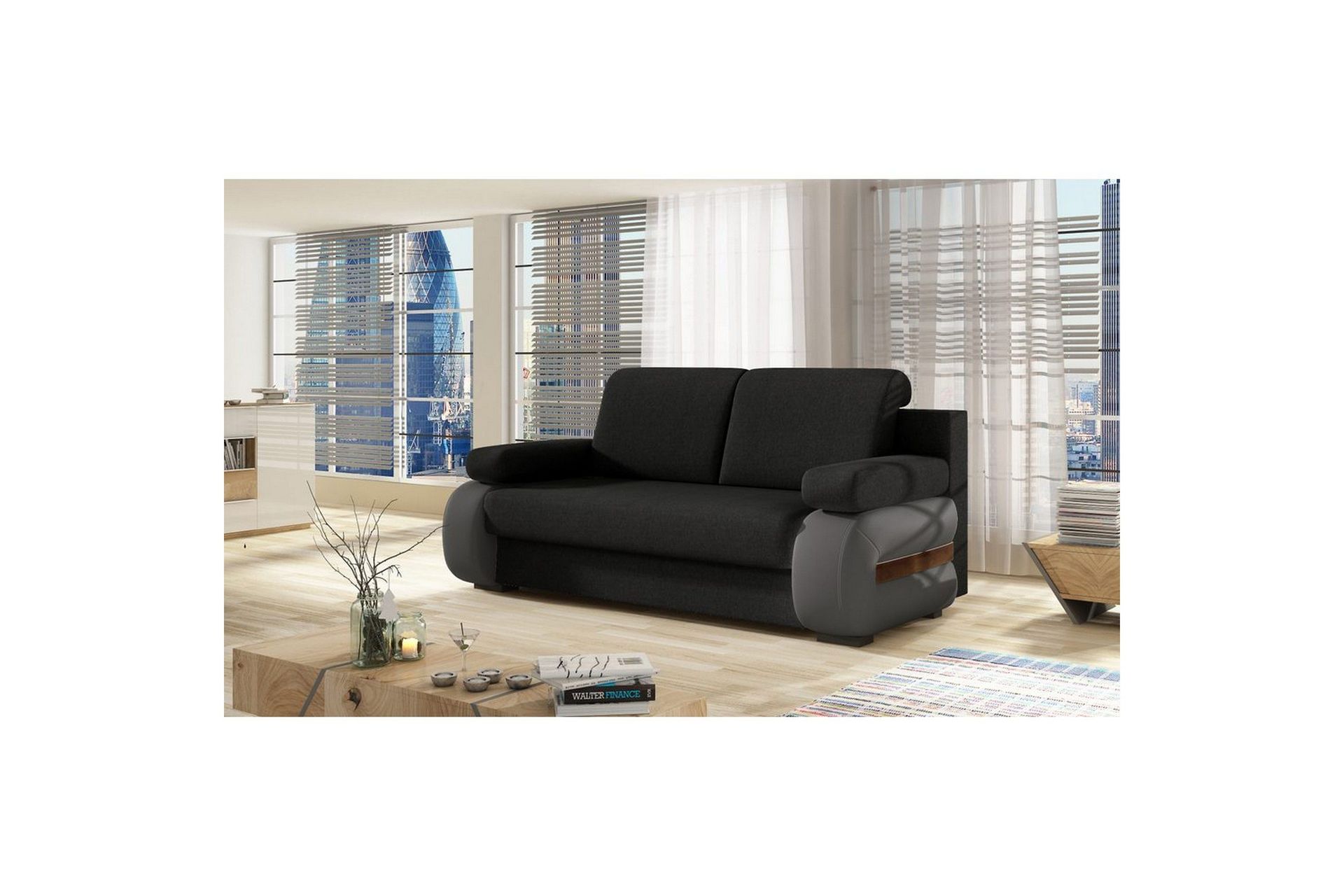 Sofa Eltap Laura 202x79x84 cm - Sawana 14, Soft 29, Svart, Grå