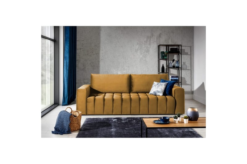 Sofa Eltap Lazaro 247x97x92 cm - Monolith 48, Gul - Møbler - Sofaer - Sovesofaer