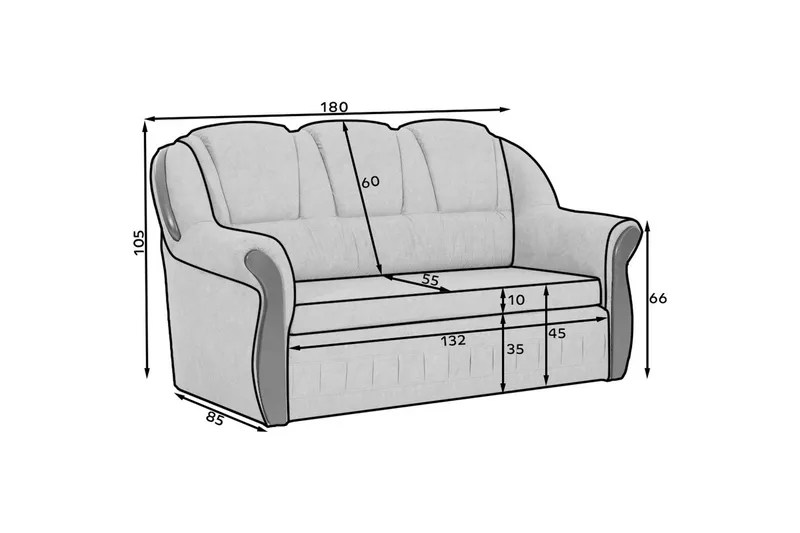 Sofa Eltap Lord 180x85x105 cm - Dora 22, Brun - Møbler - Sofaer - Sovesofaer