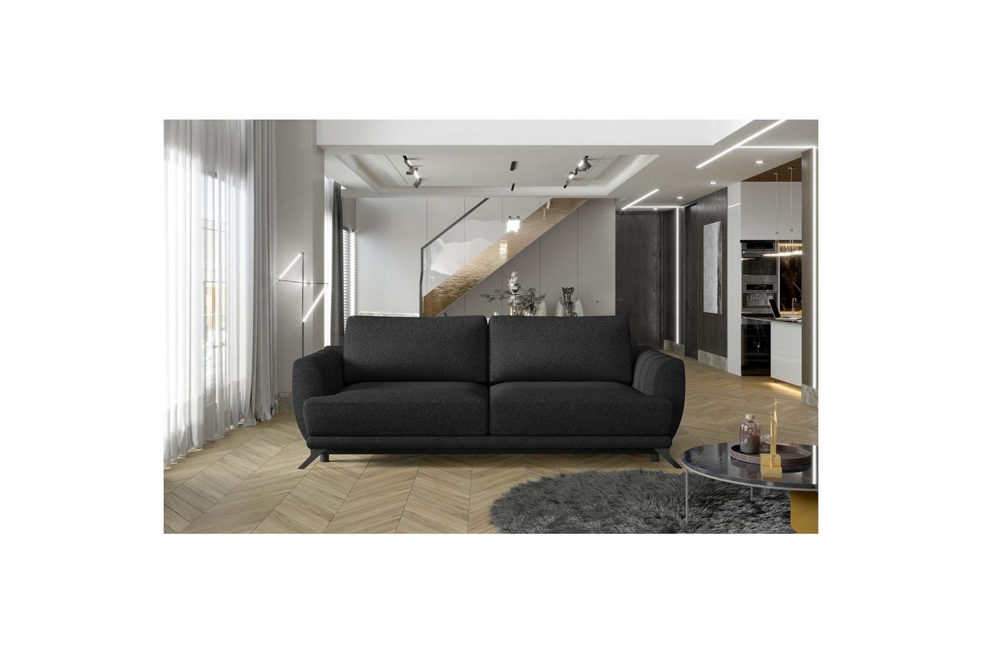 Sofa Eltap Megis 242x95x90 cm - Inari 100, Svart