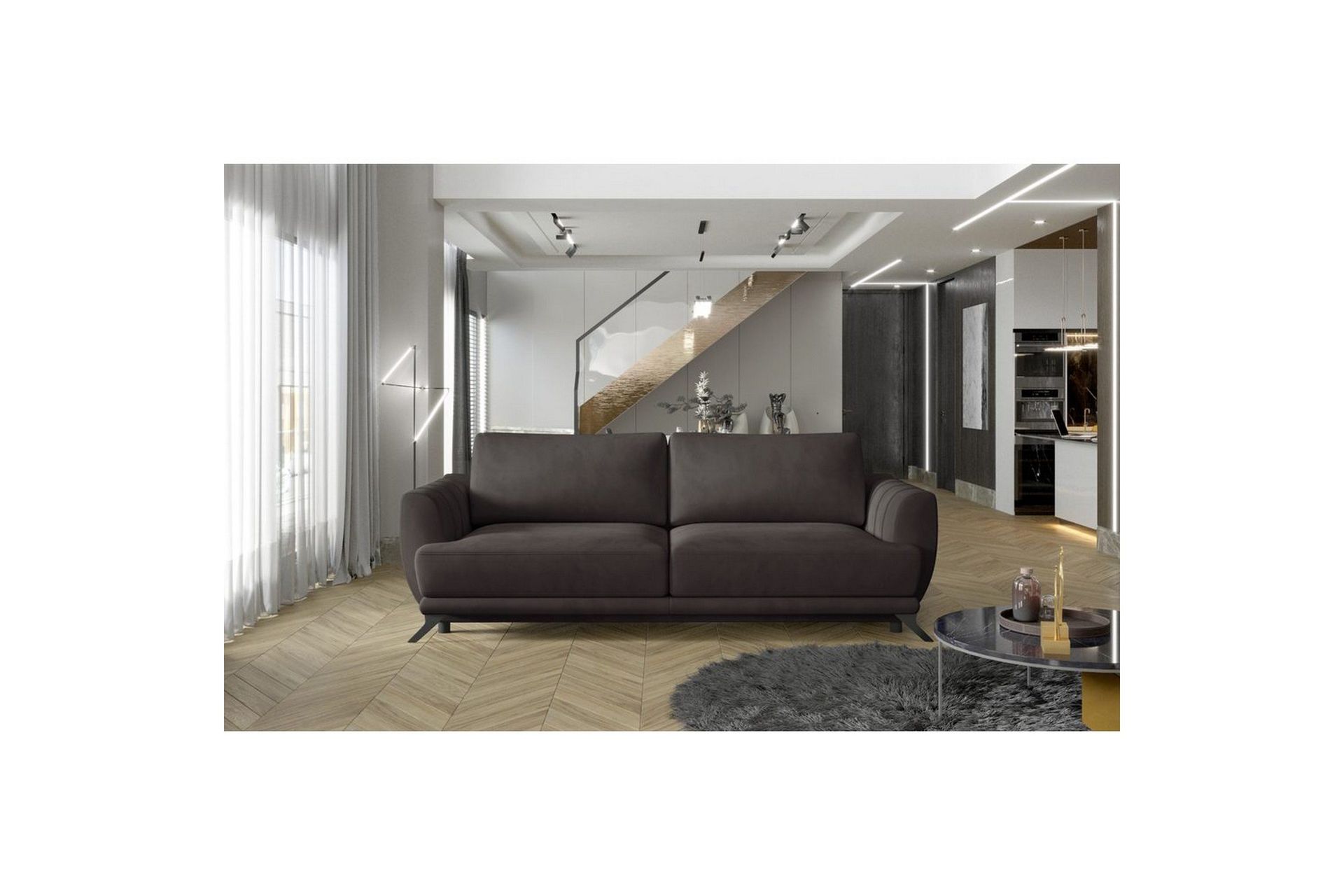 Sofa Eltap Megis 242x95x90 cm - Mat Velvet 29, Brun
