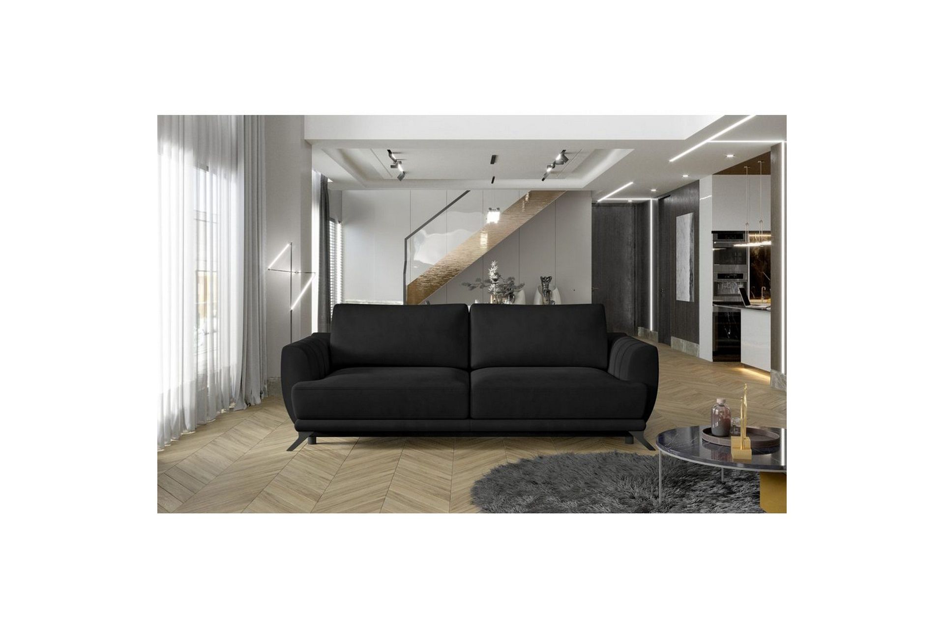Sofa Eltap Megis 242x95x90 cm - Mat Velvet 99, Blå