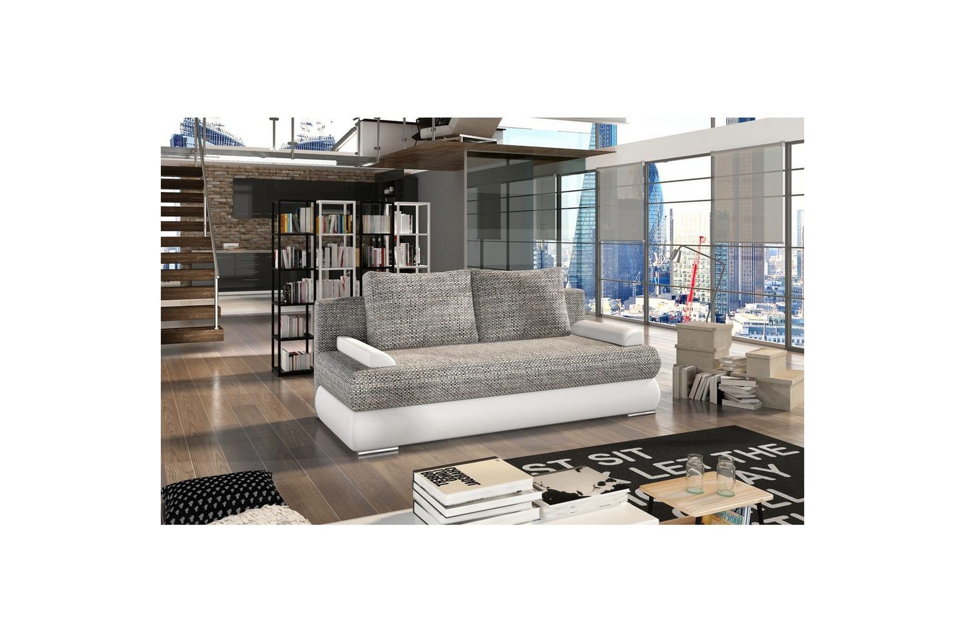 Sofa Eltap Milo 213x95x90 cm - Berlin 01, Myk 17, Grå, Hvit