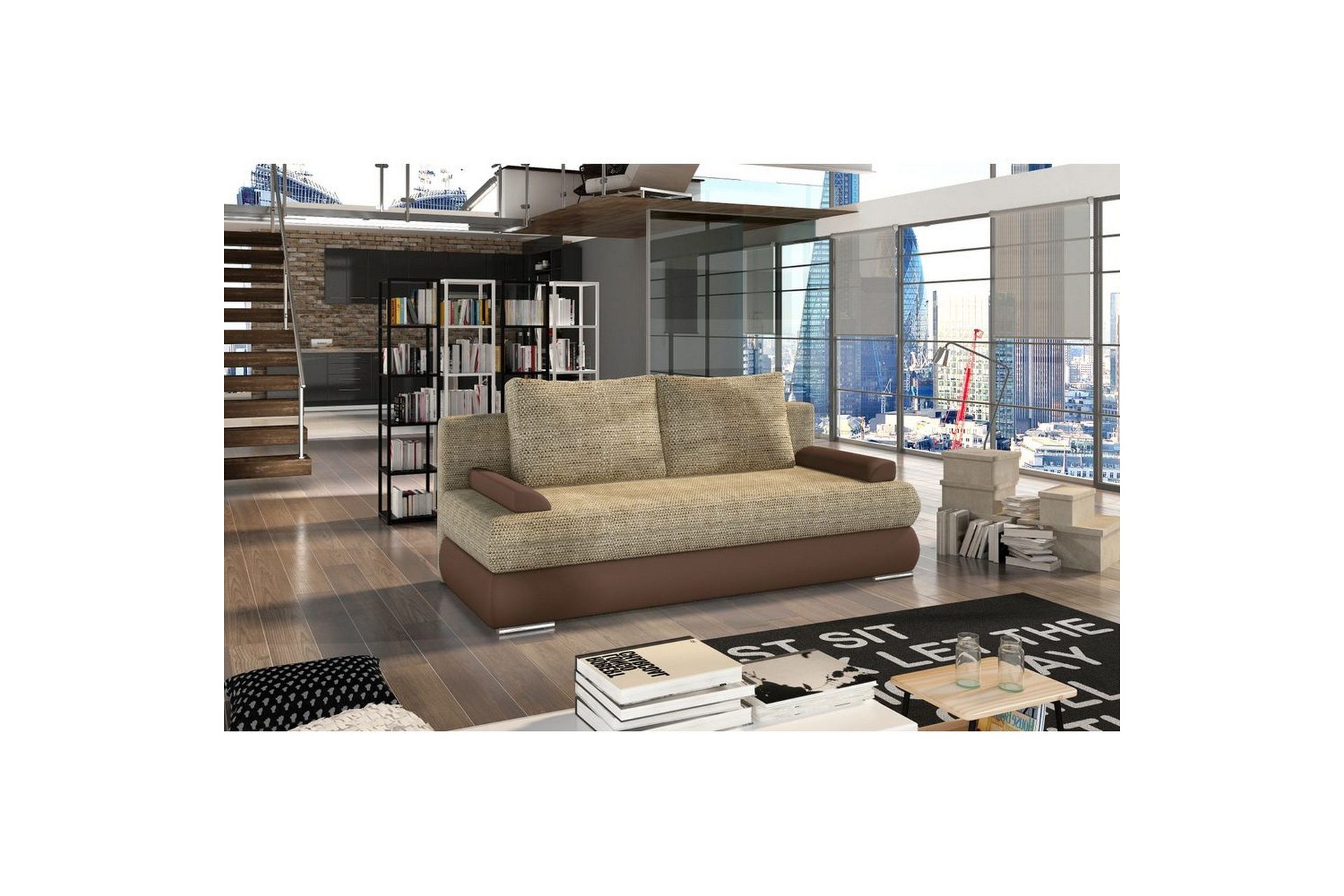 Sofa Eltap Milo 213x95x90 cm - Berlin 03, Myk 15, Beige, Brun