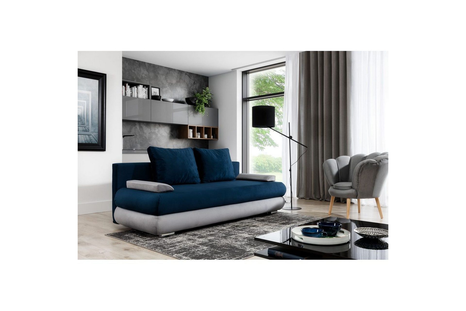Sofa Eltap Milo 213x95x90 cm - Monolith 77, Monolith 84, Blå, Lys Grå