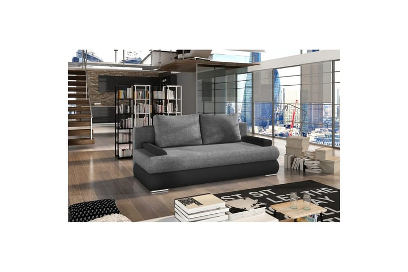 Sofa Eltap Milo 213x95x90 cm - Sawana 05, Soft 11, Grå, Svart - Møbler - Sofaer - Sovesofaer
