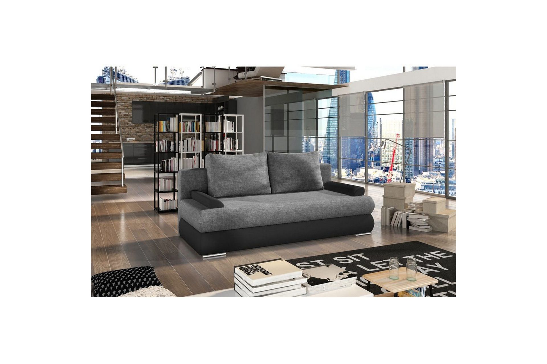 Sofa Eltap Milo 213x95x90 cm - Sawana 05, Soft 11, Grå, Svart