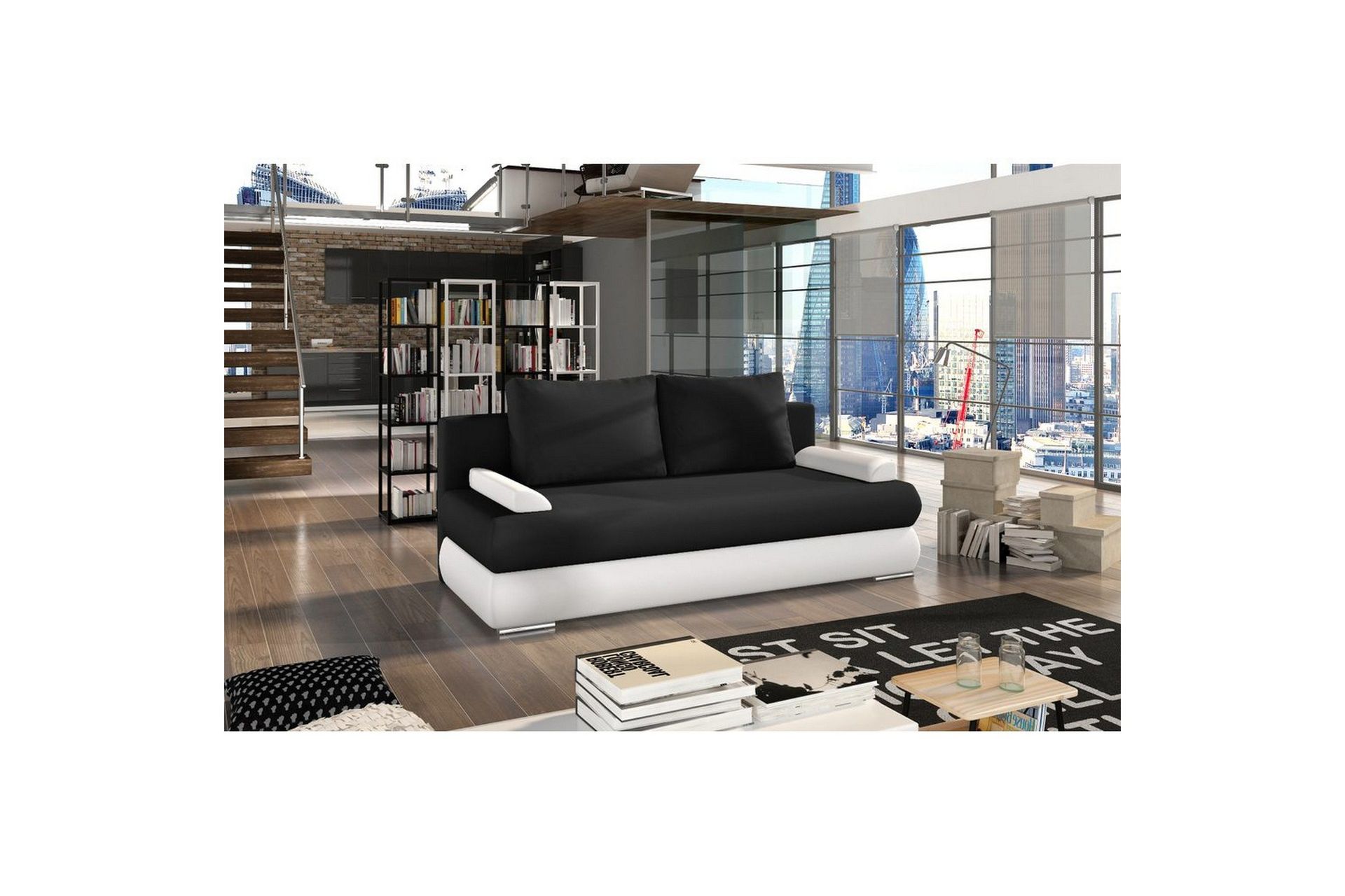 Sofa Eltap Milo 213x95x90 cm - Soft 11, Soft 17, Svart, Hvit