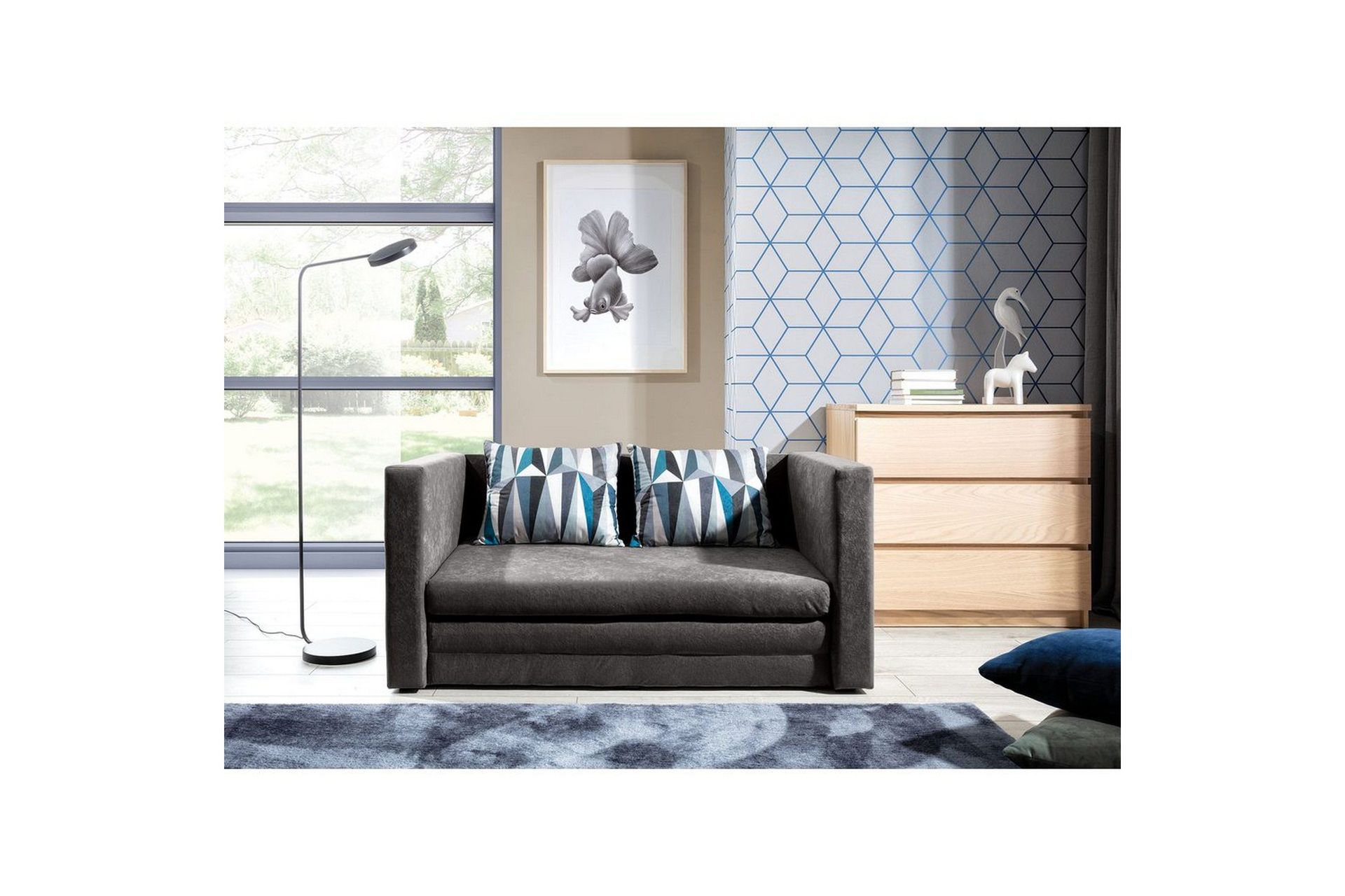 Sofa Eltap Neva 132x70x62 cm - Alova 36, Lima 75, Grå, Mønster