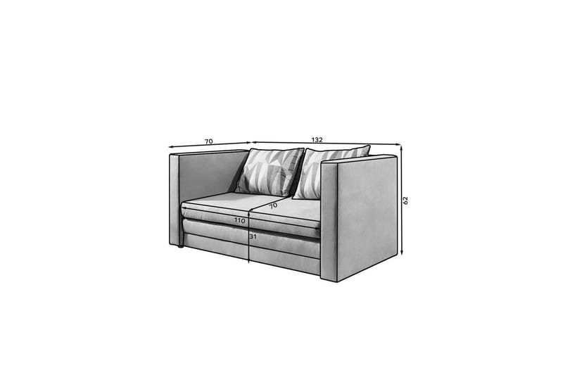 Sofa Eltap Neva 132x70x62 cm - Alova 36, Lima 75, Grå, Mønster - Møbler - Sofaer - Sovesofaer