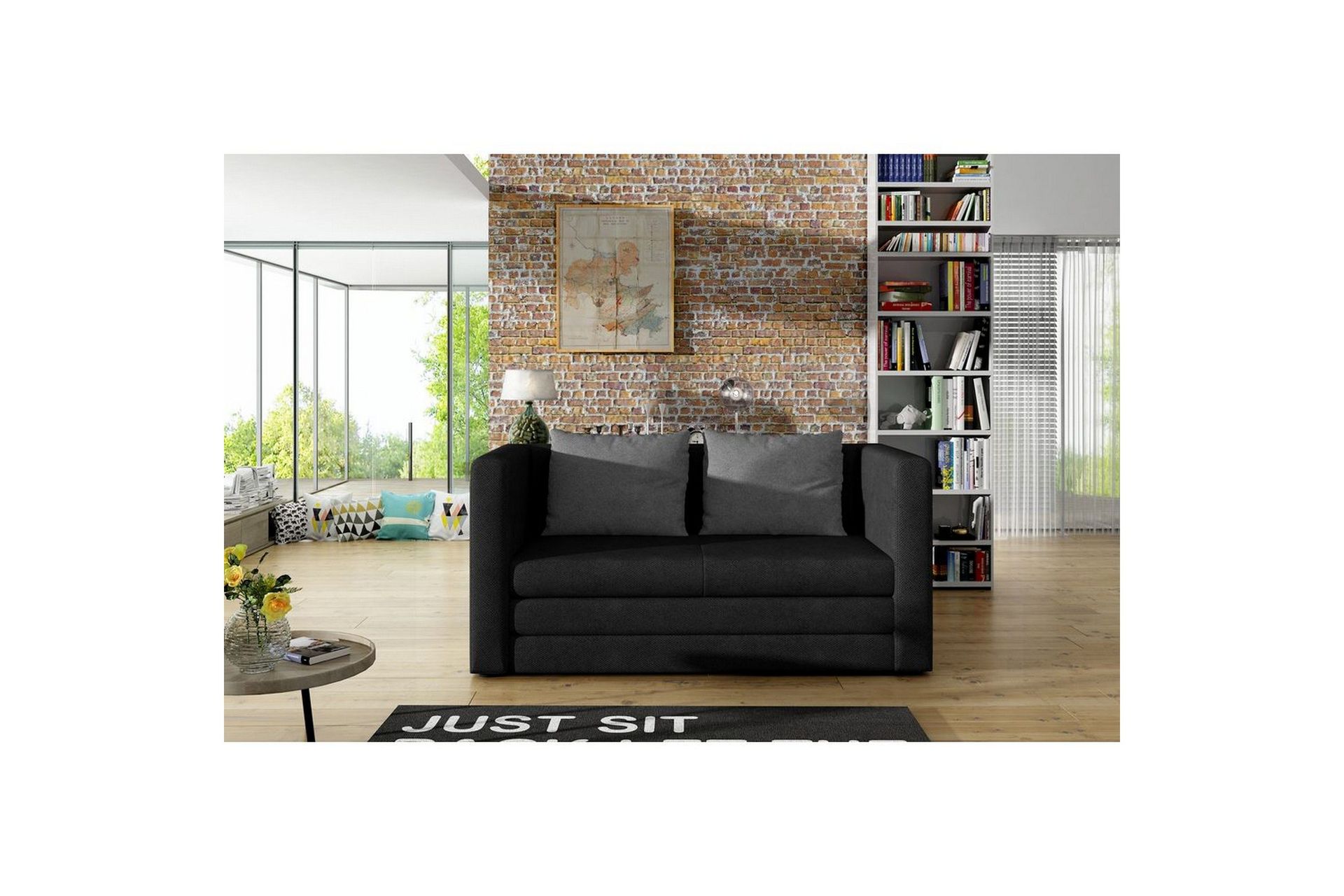 Sofa Eltap Neva 132x70x62 cm - Soro 100, Soro 93, Svart, Mønster