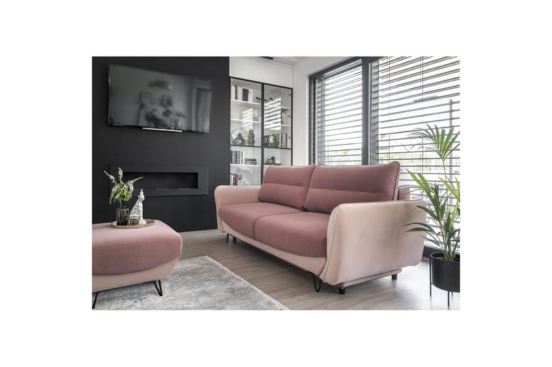 Sofa Eltap Silva 236x95x90 cm, Velvetmat 24, Mat Velour 61, Rosa
