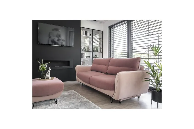 Sofa Eltap Silva 236x95x90 cm, Velvetmat 24, Mat Velour 61, Rosa