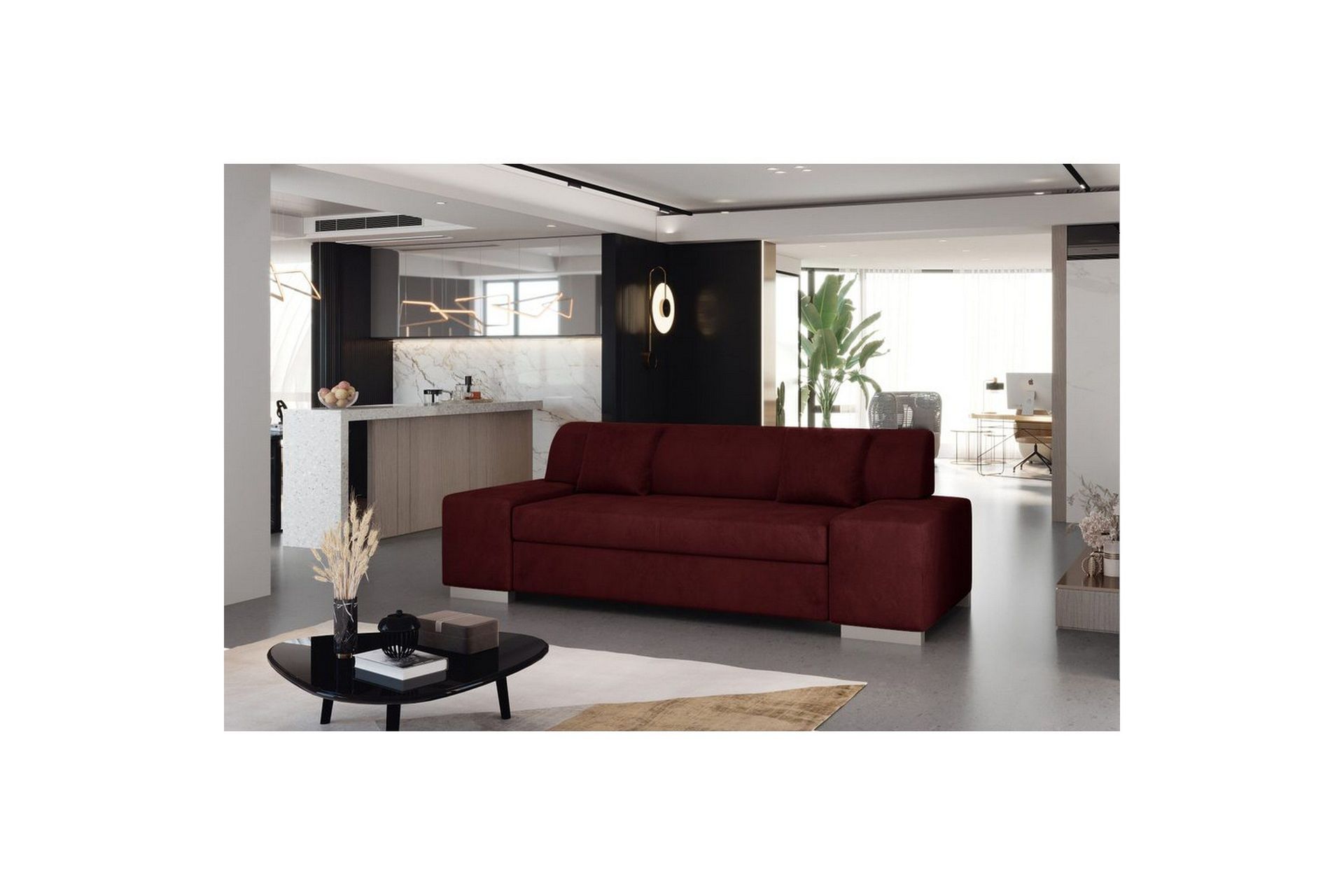 Sofa Eltap Porto - Mat Velvet 68, Rød, 3210x92x73 cm