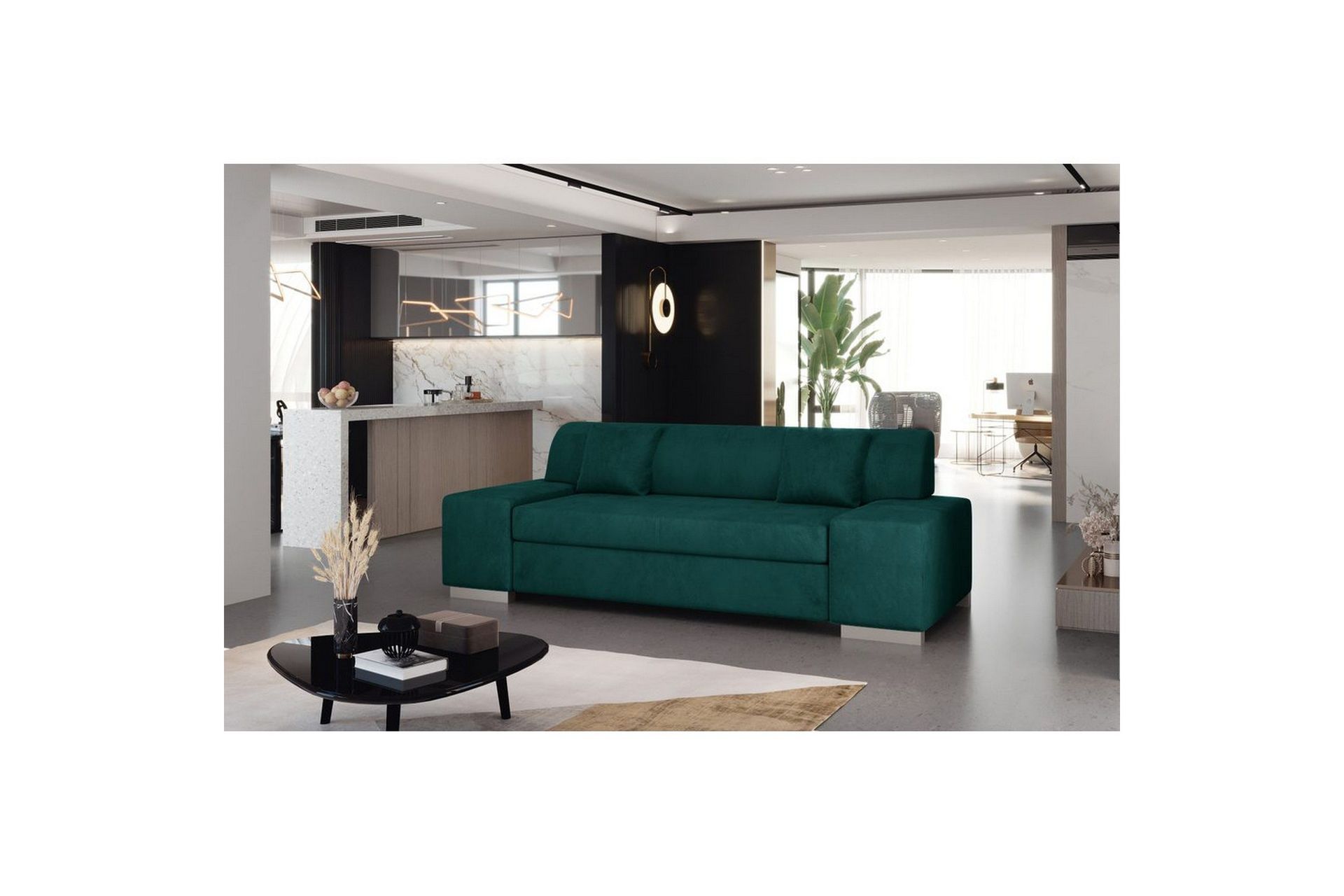 Sofa Eltap Porto - Mat Velvet 75, Grønn, 3210x92x73 cm
