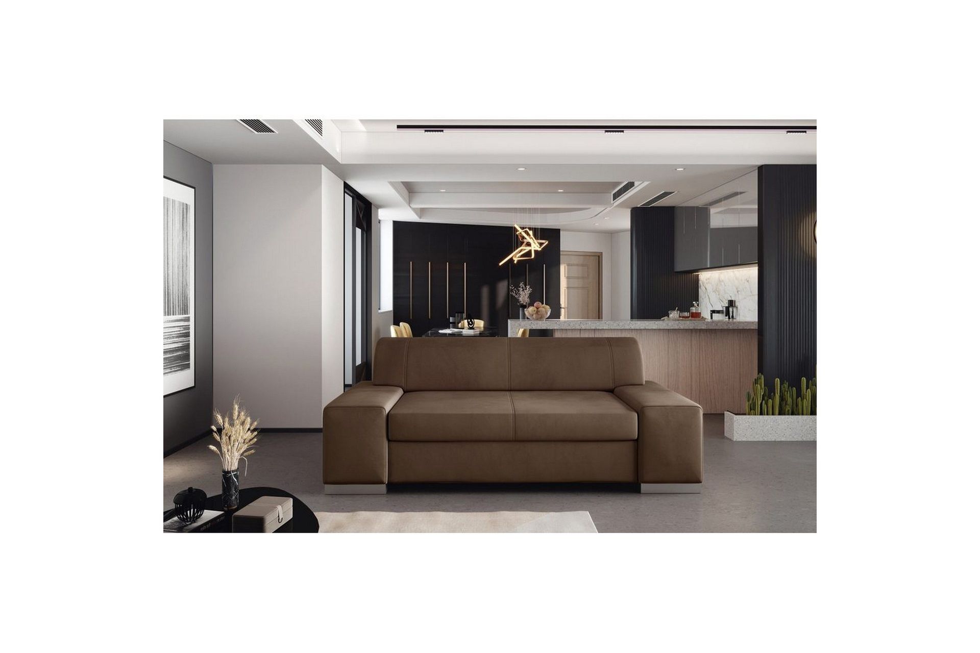 Sofa Eltap Porto - Monolith 09, Soft 66, Mørk Beige, Mørk Brun, 2190x62x73 cm