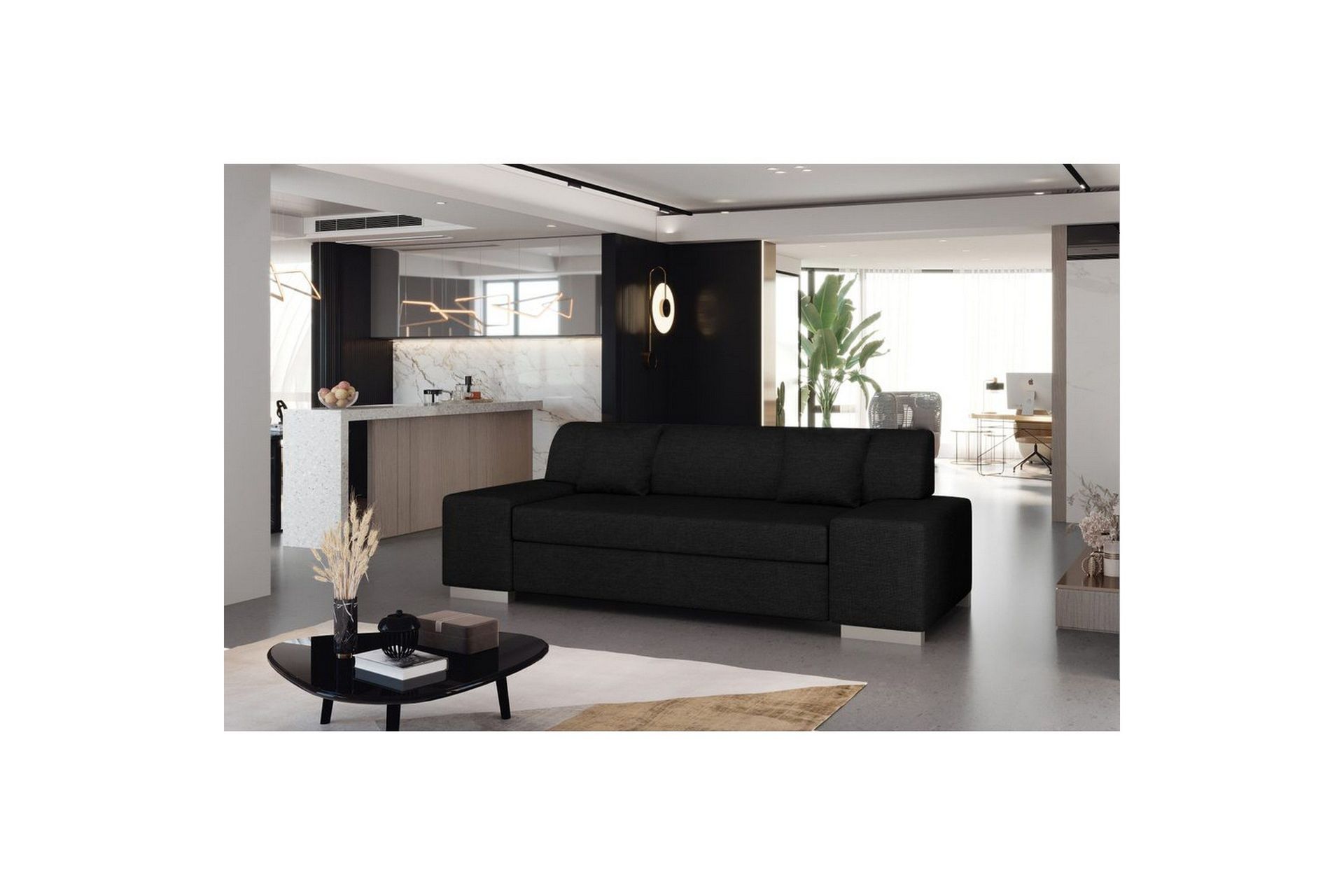 Sofa Eltap Porto - Sawana 14, Svart, 3210x92x73 cm