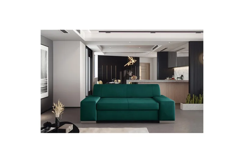 Sofa Eltap Porto - Mat Velvet 75, Grønn, 2190x62x73 cm - Møbler - Sofaer - Sovesofaer