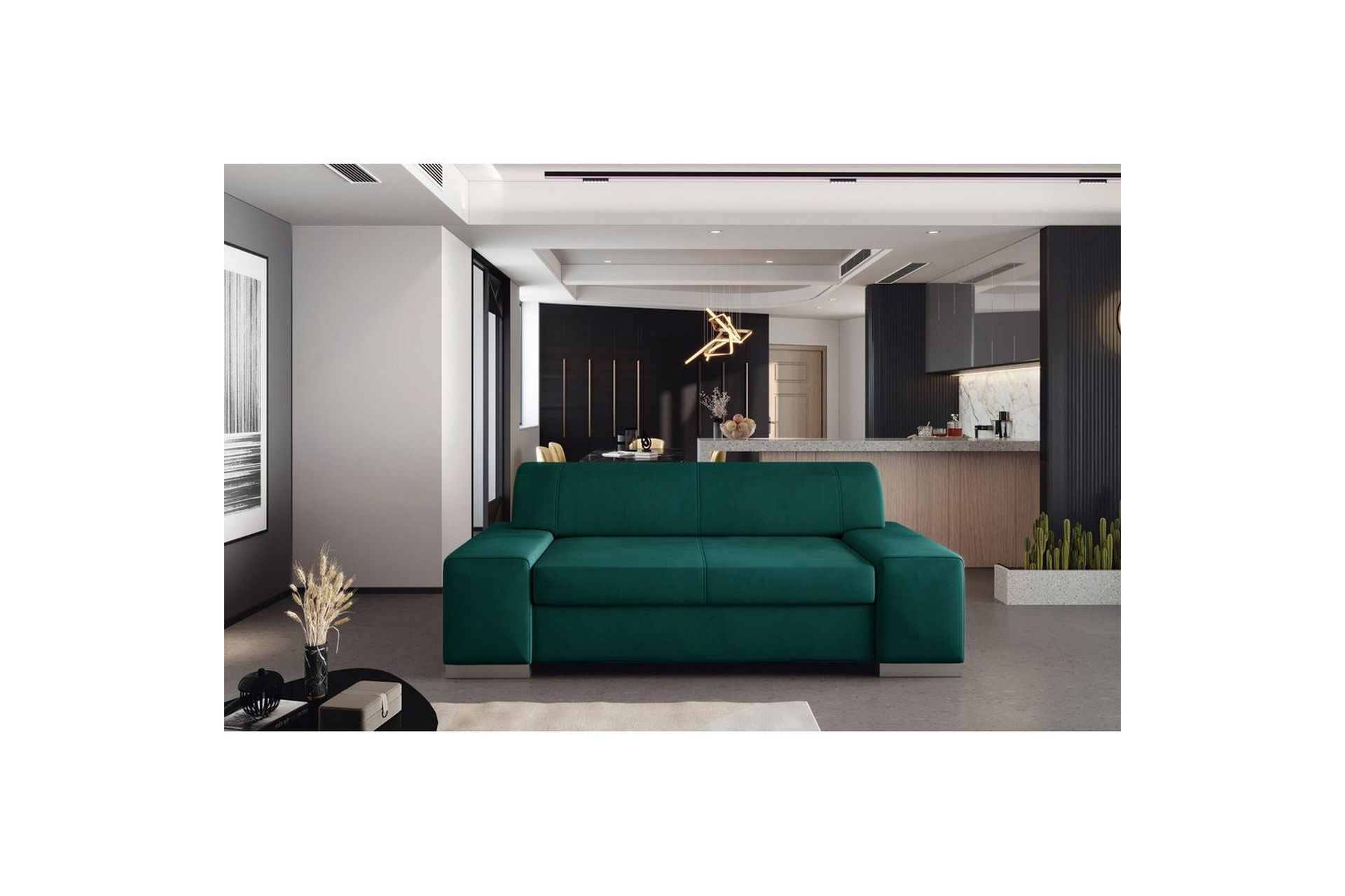 Sofa Eltap Porto - Mat Velvet 75, Grønn, 2190x62x73 cm