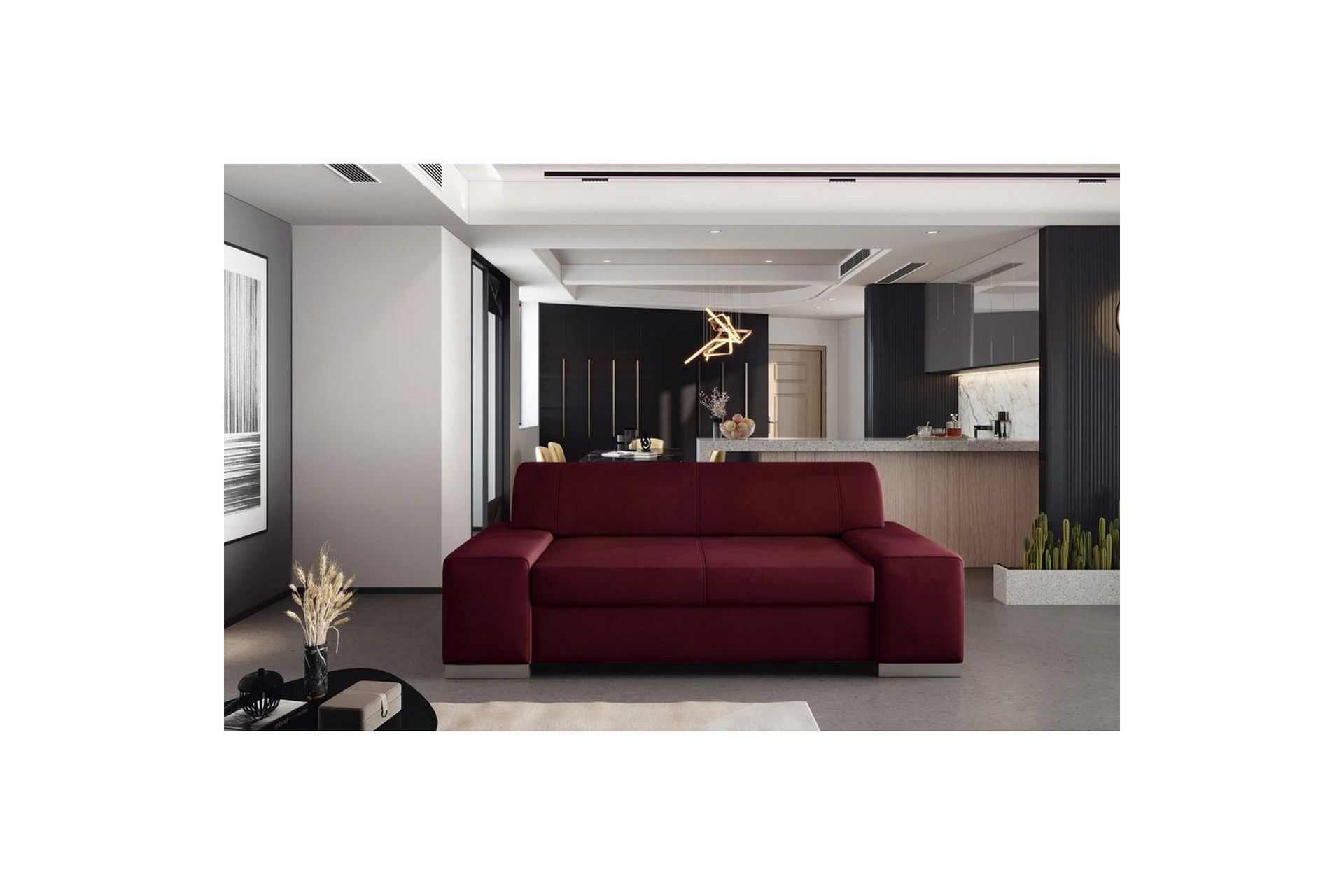 Sofa Eltap Porto - Mat Velvet 68, Rød, 2190x62x73 cm