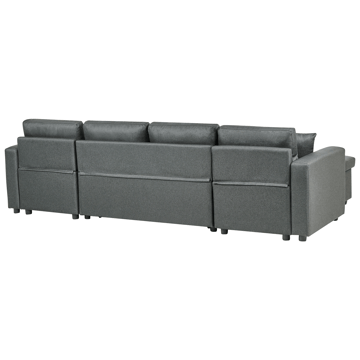 Sommen U-formet Sovesofa 123x259 cm med Oppbevaring i Stoff - Grå - Møbler - Sofaer - Sovesofaer