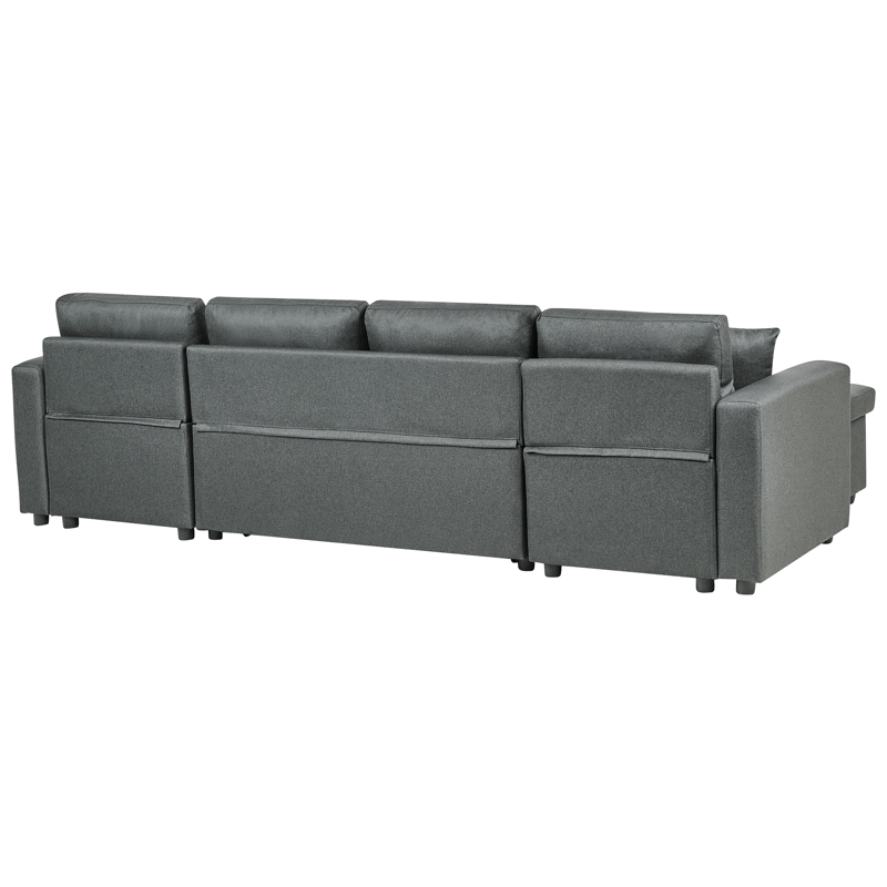 Sommen U-formet Sovesofa 123x259 cm med Oppbevaring i Stoff - Grå - Møbler - Sofaer - Sovesofaer