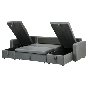 Sommen U-formet Sovesofa 123x259 cm med Oppbevaring i Stoff - Grå - Møbler - Sofaer - Sovesofaer